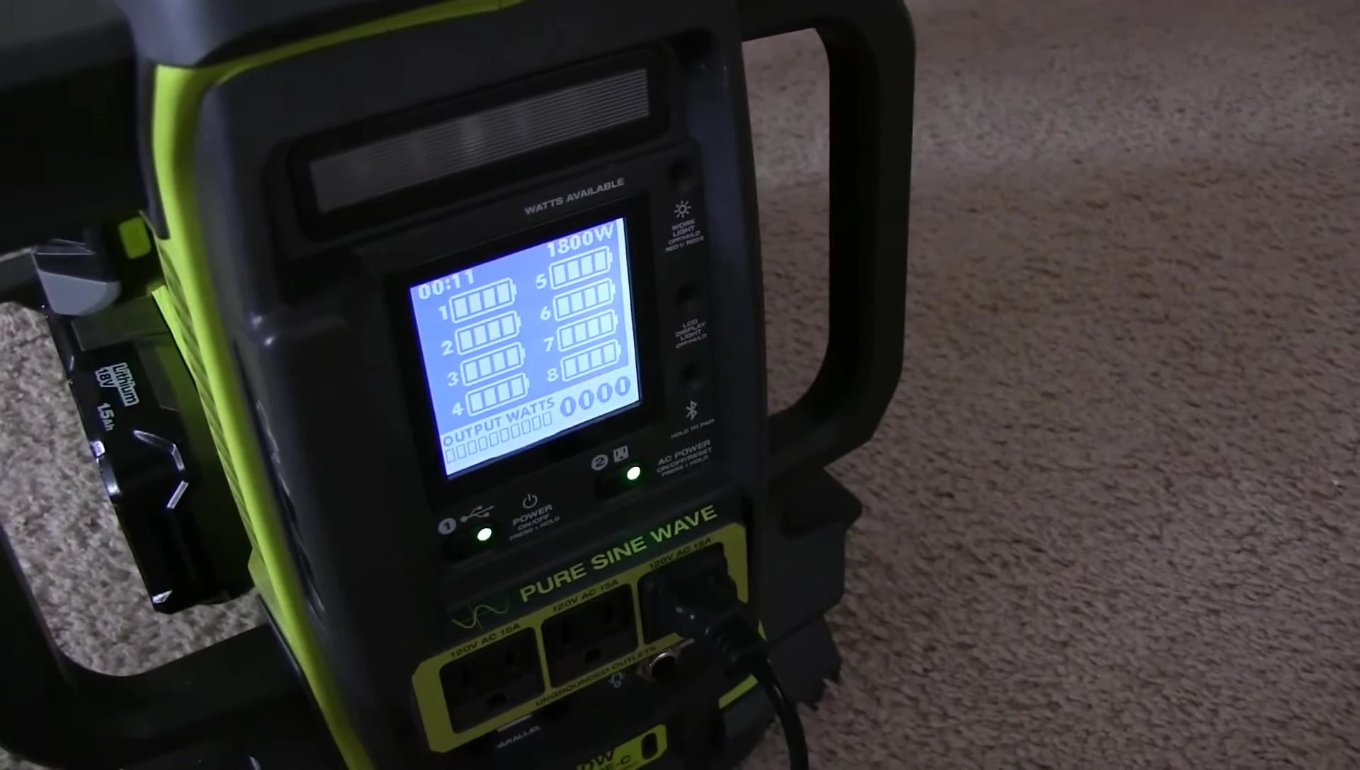 Screenshot showing the Ryobi app interface