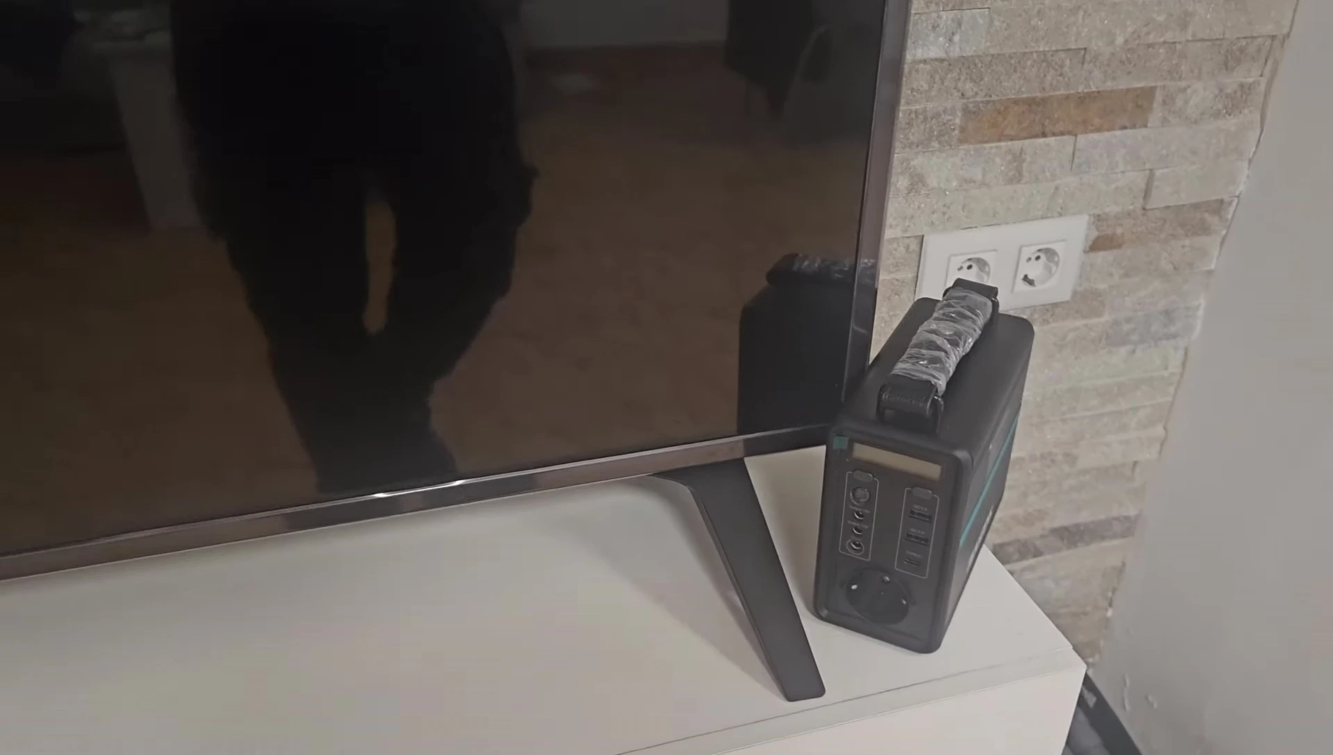 The power station powering a large TV.