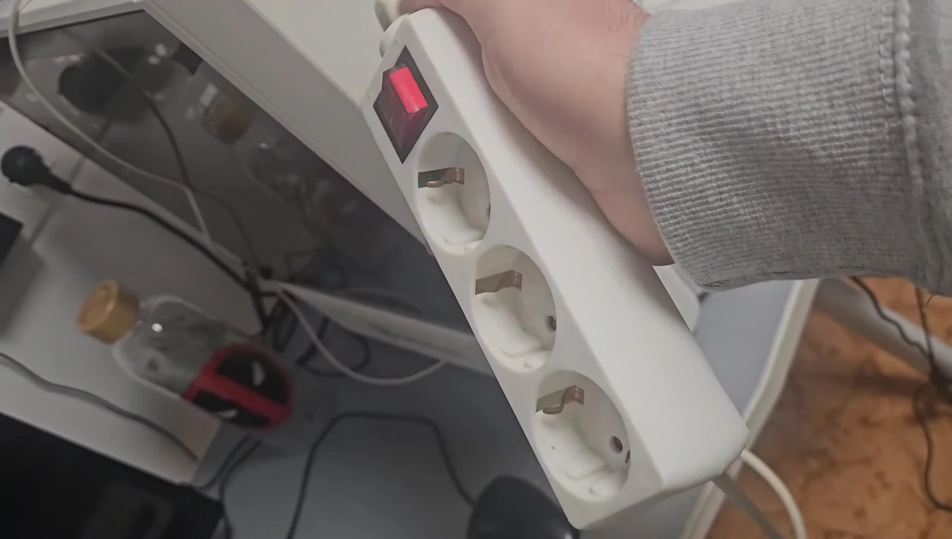 The power station powering a computer and monitor.