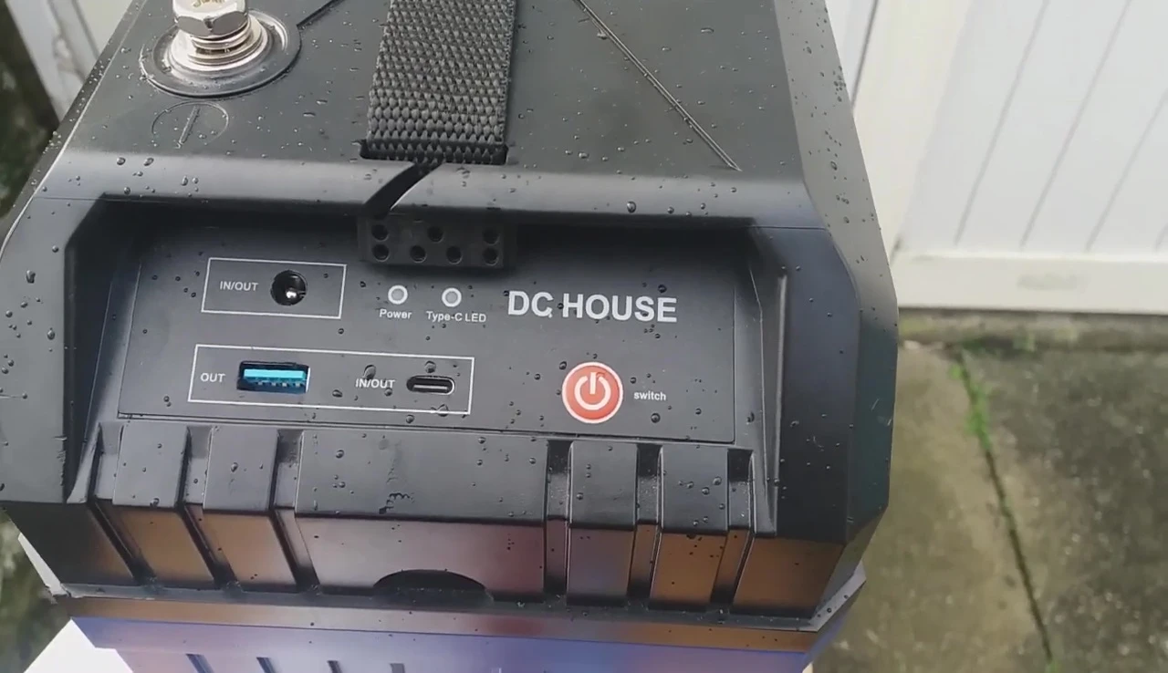 The battery installed under the passenger seat of the campervan.