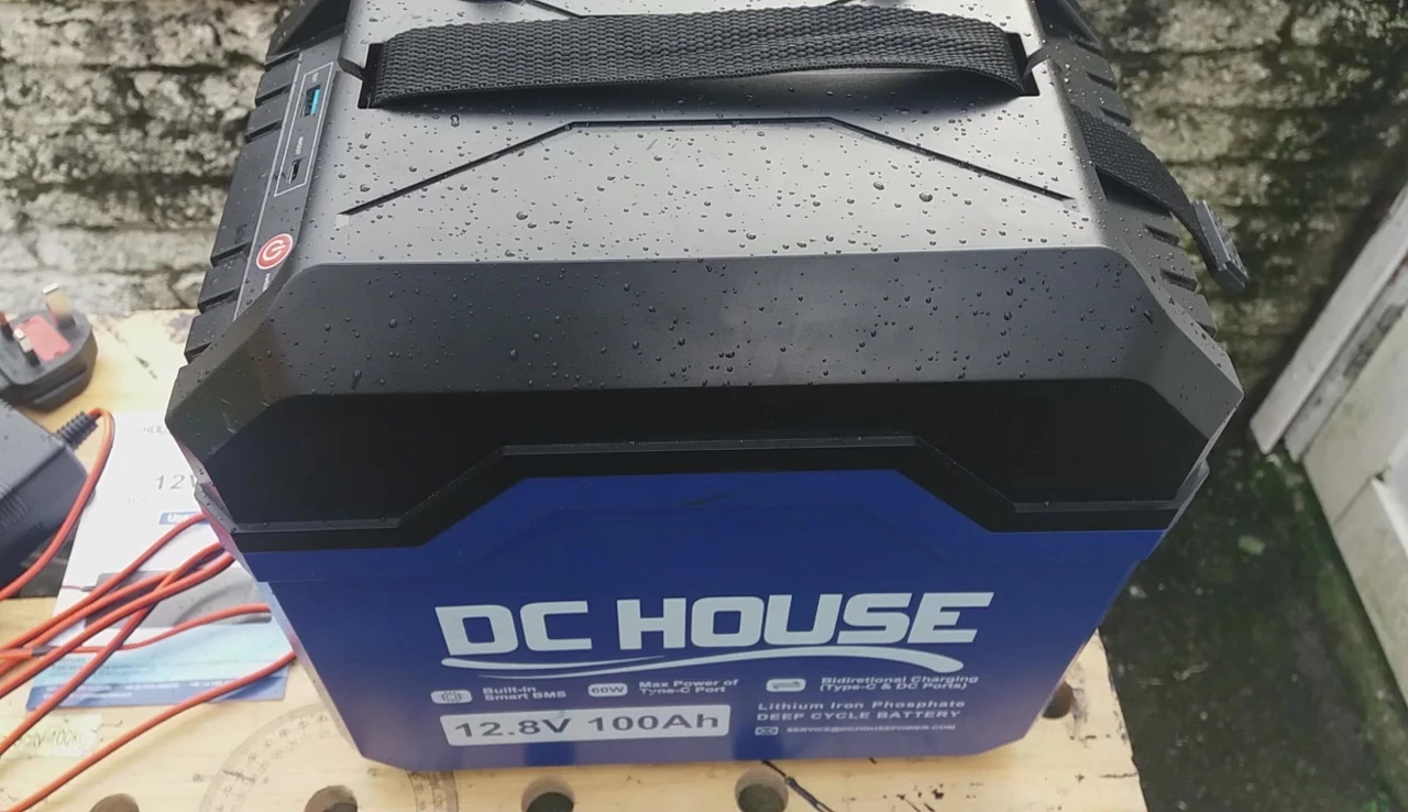 The battery monitor showing the battery's status during charging.