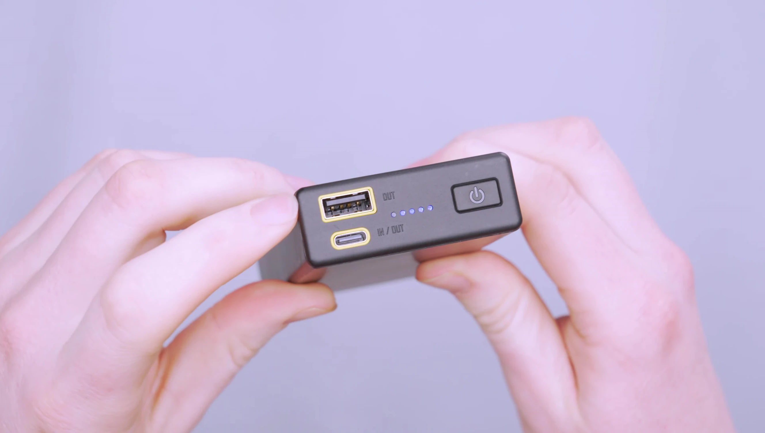 The USB-A and USB-C ports on the NITECORE Carbo 20000.