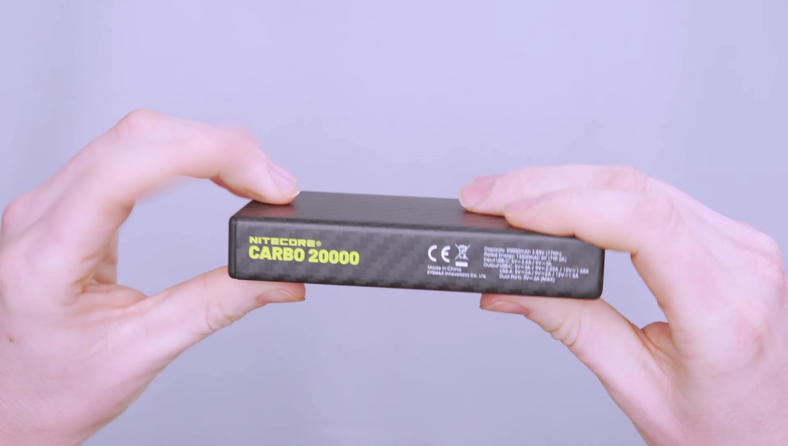 NITECORE Carbo 20000 branding and specifications.