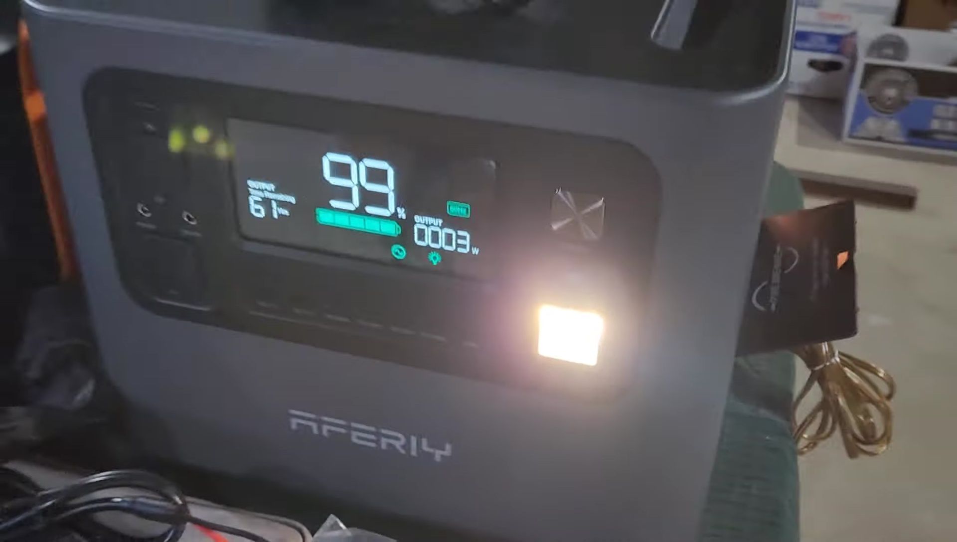 The AFERIY power station's built-in flashlight.