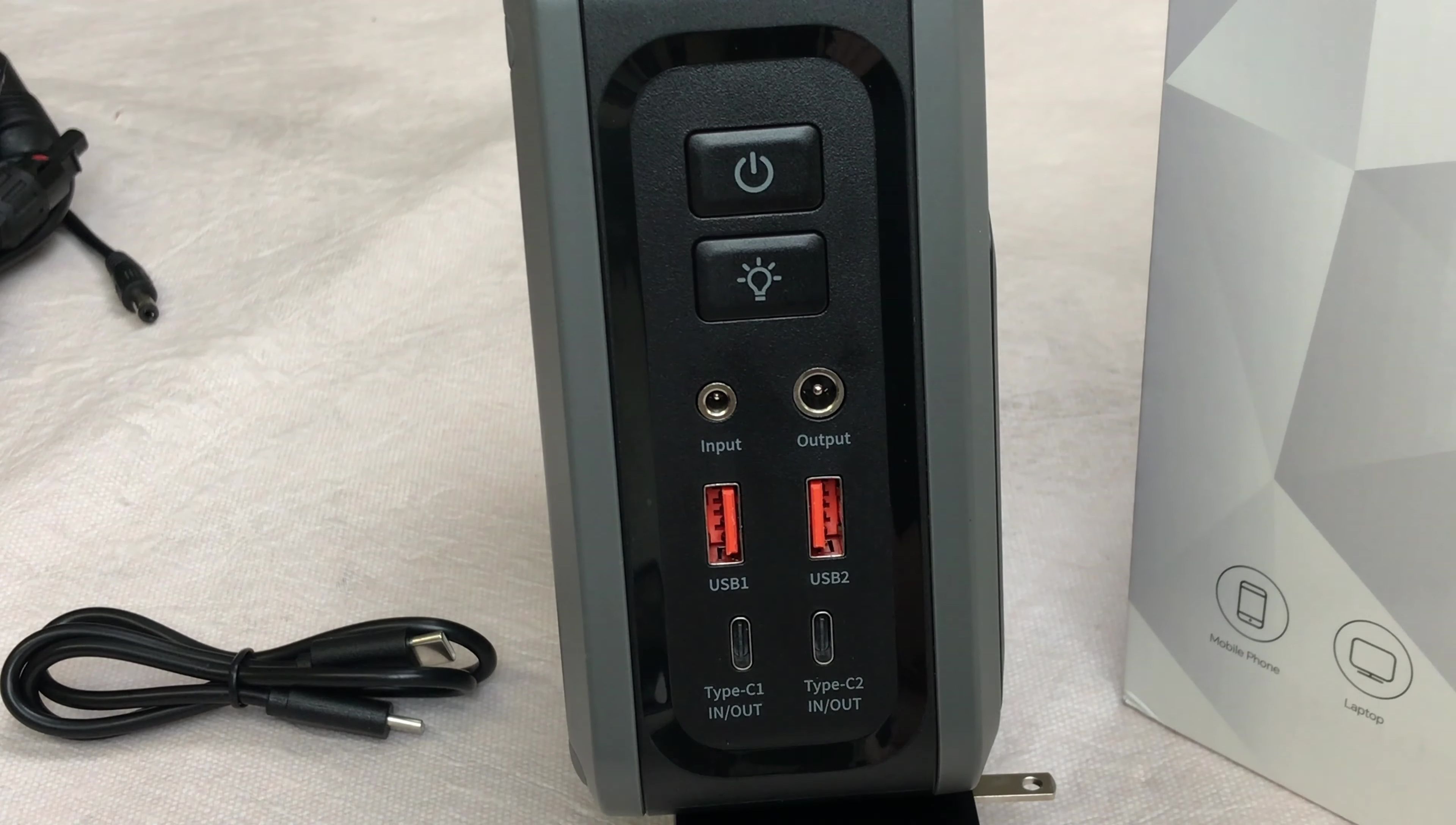 Output ports: USB-A and USB-C