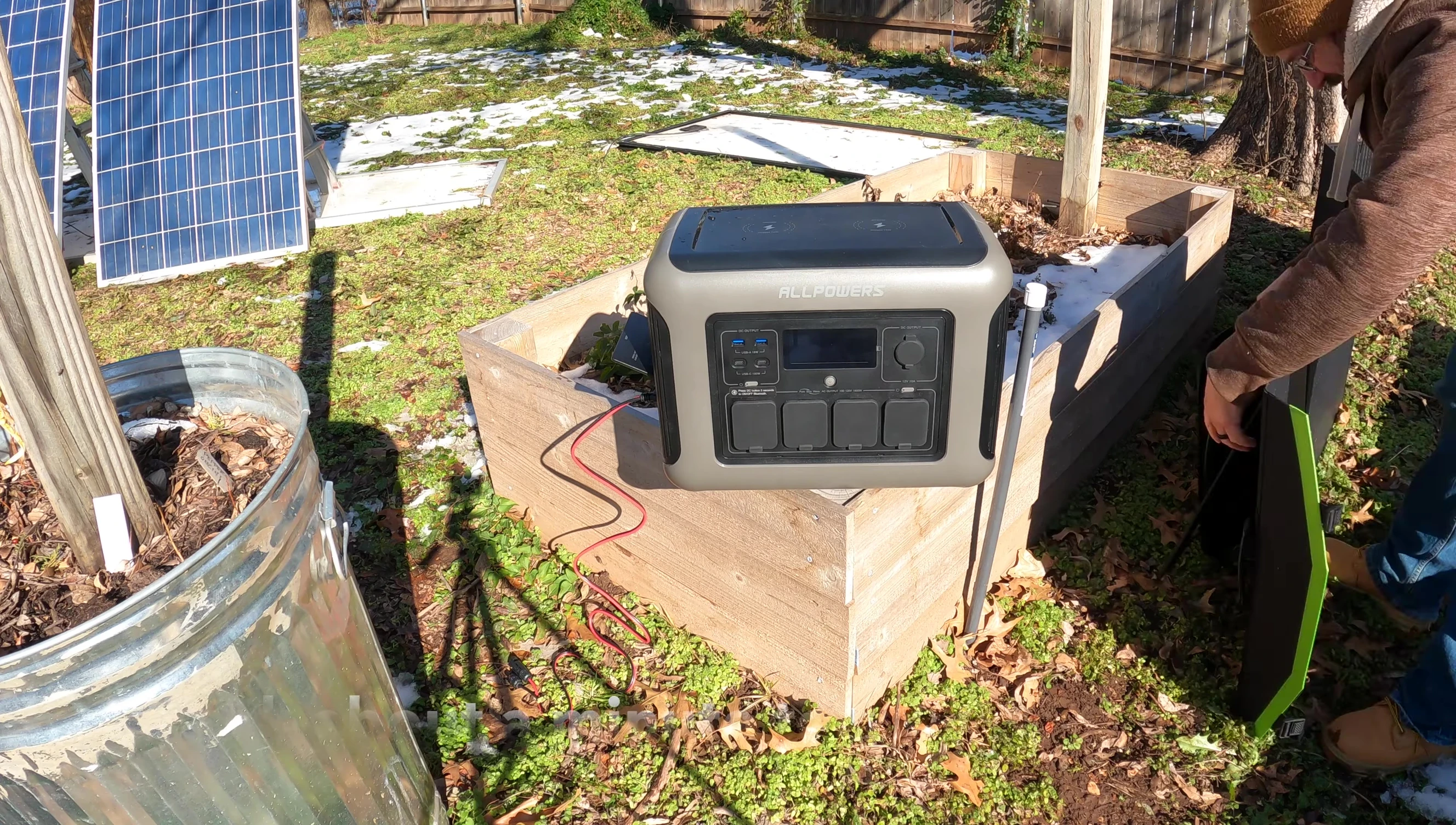 The ALLPOWERS R1500 charging via solar panel.