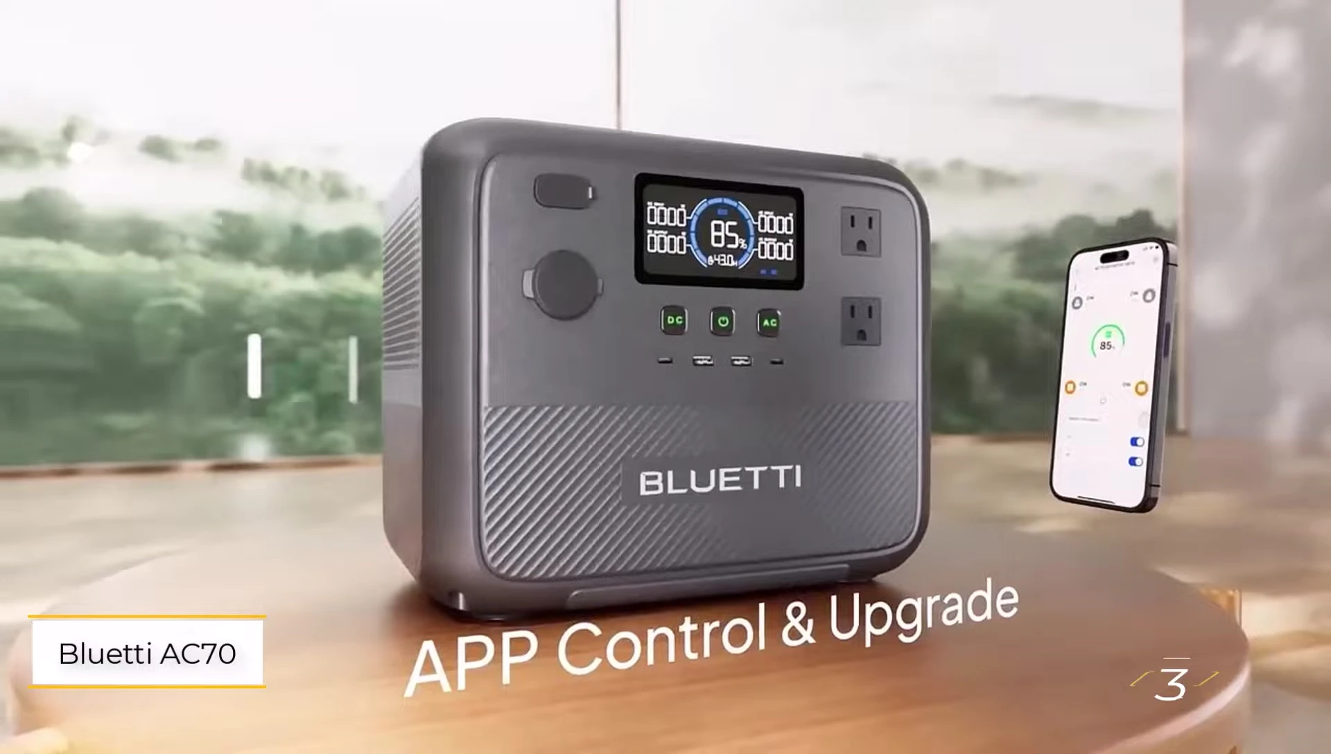 Bluetti AC70: Showcasing its compact and portable design.