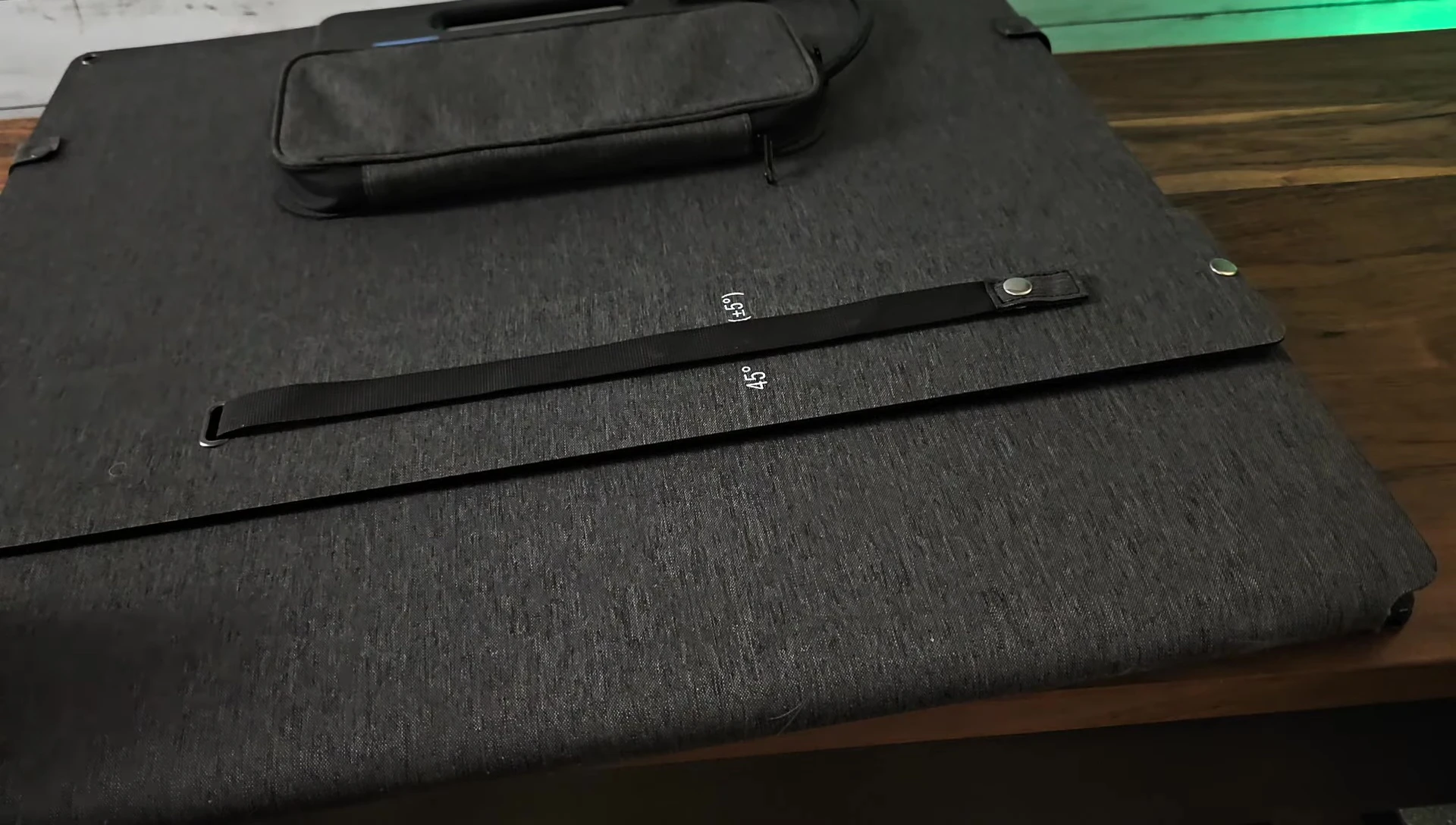 The 200W foldable solar panels unfolded and partially deployed.