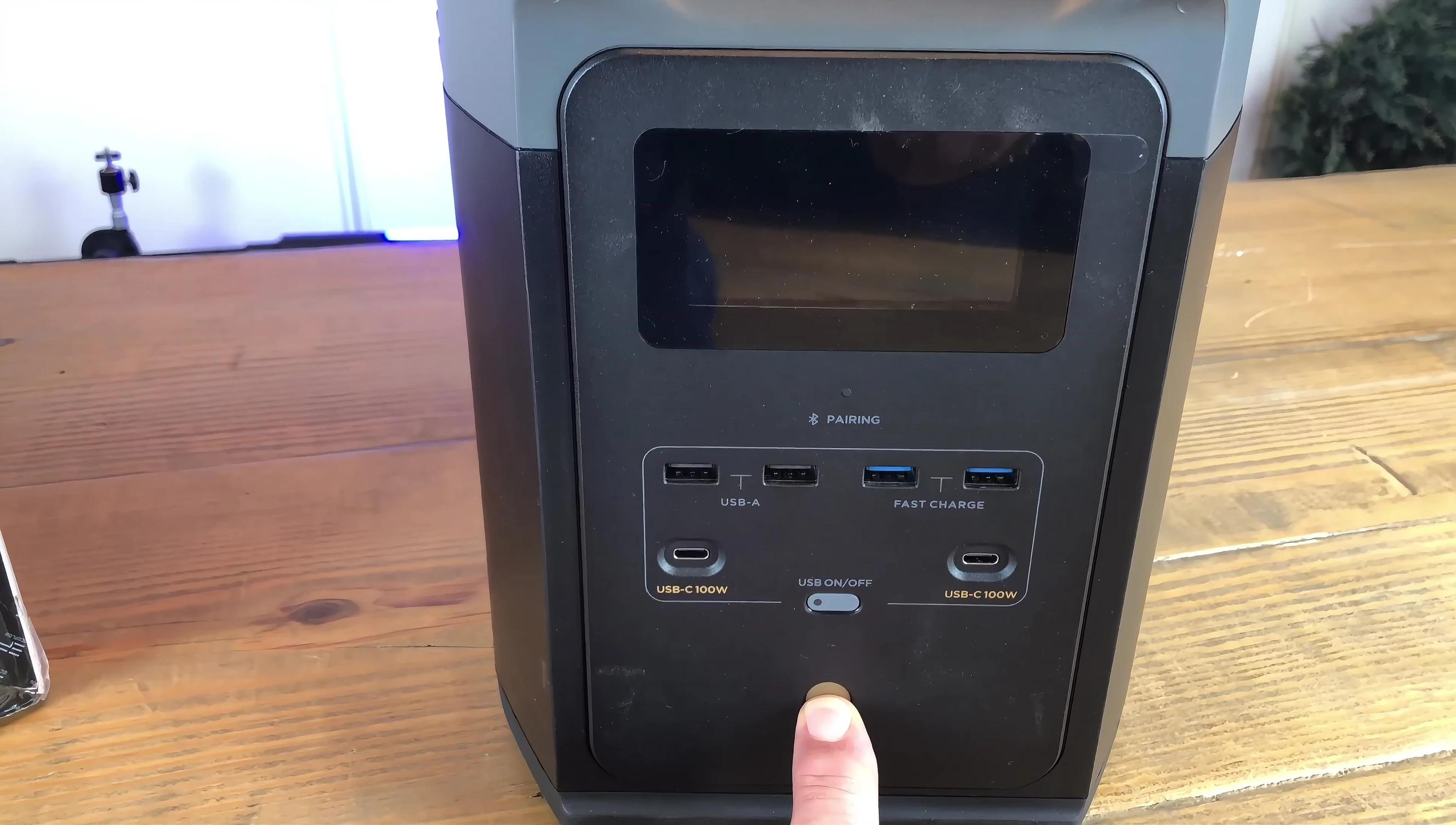 Rear panel with AC outlets and other connectors