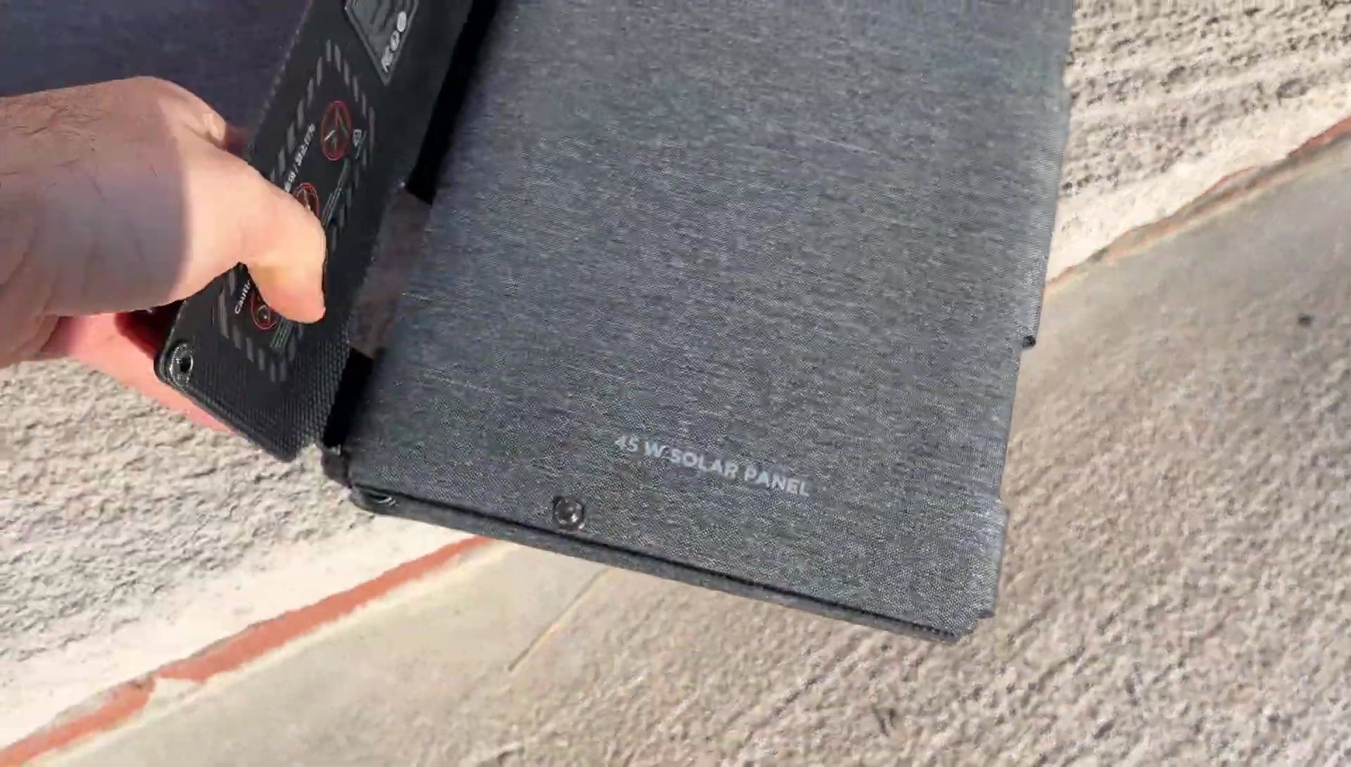 The folded 45W solar panel.