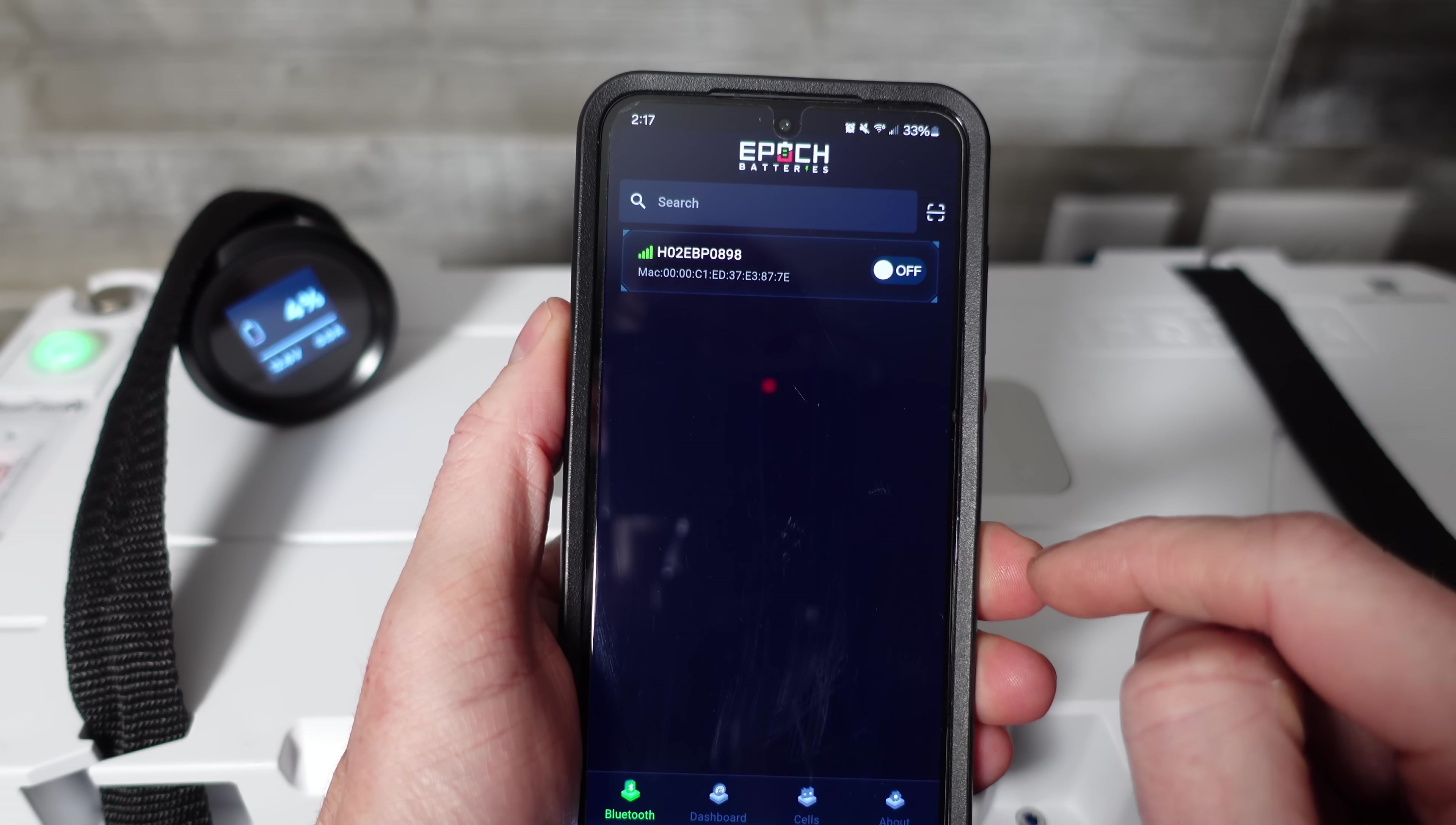 Screenshot of the Epoch Lithium Ion app