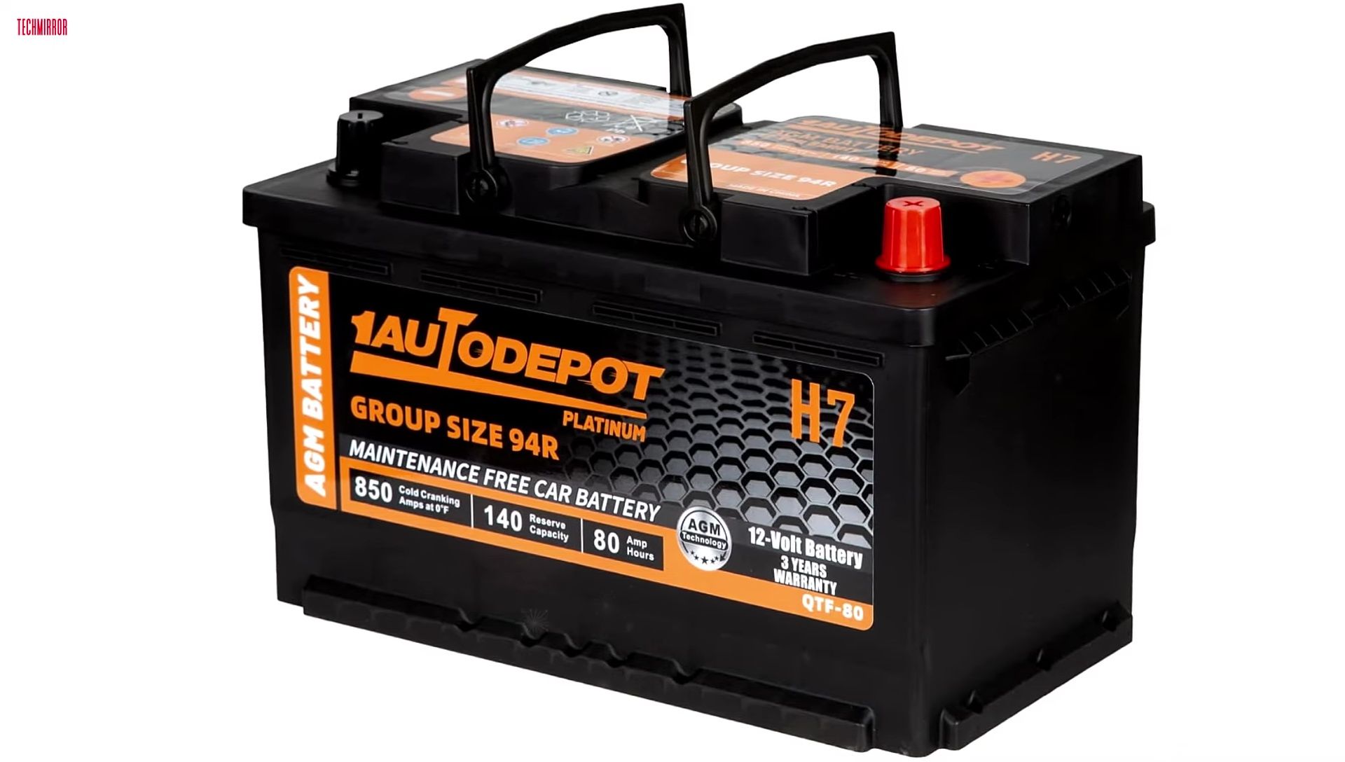 Close-up of 1st Auto Depot battery specifications