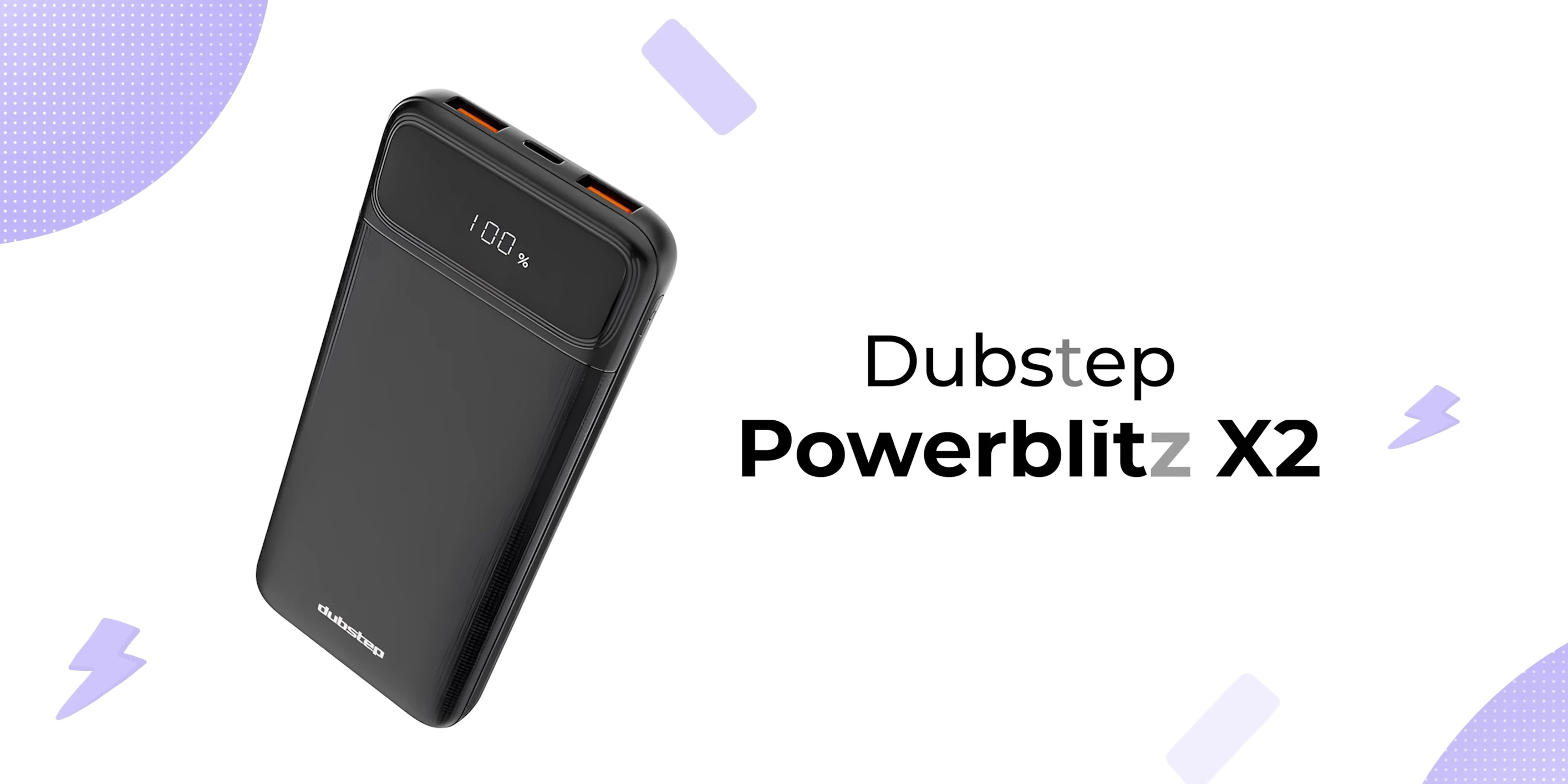 Power Blitz x2 power bank display and ports