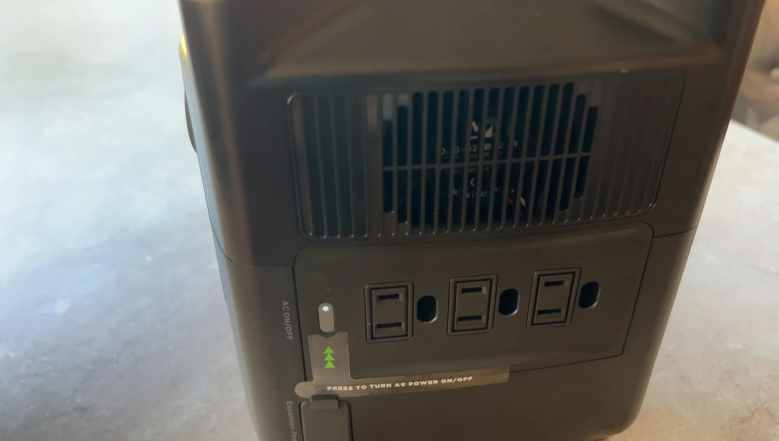 Shot showing the EcoFlow RIVER Pro in operation, highlighting the quiet fan.