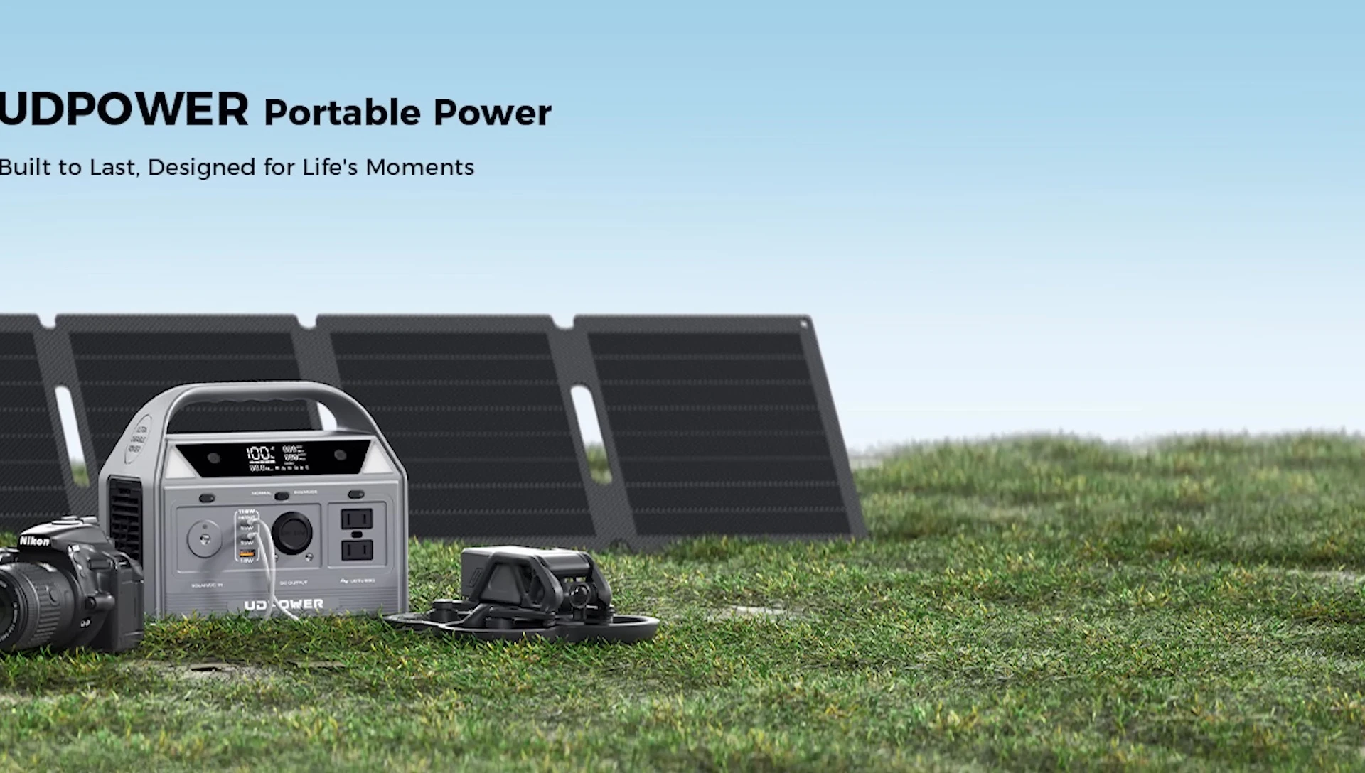 Image demonstrating the solar charging capability of the UDPOWER C400.