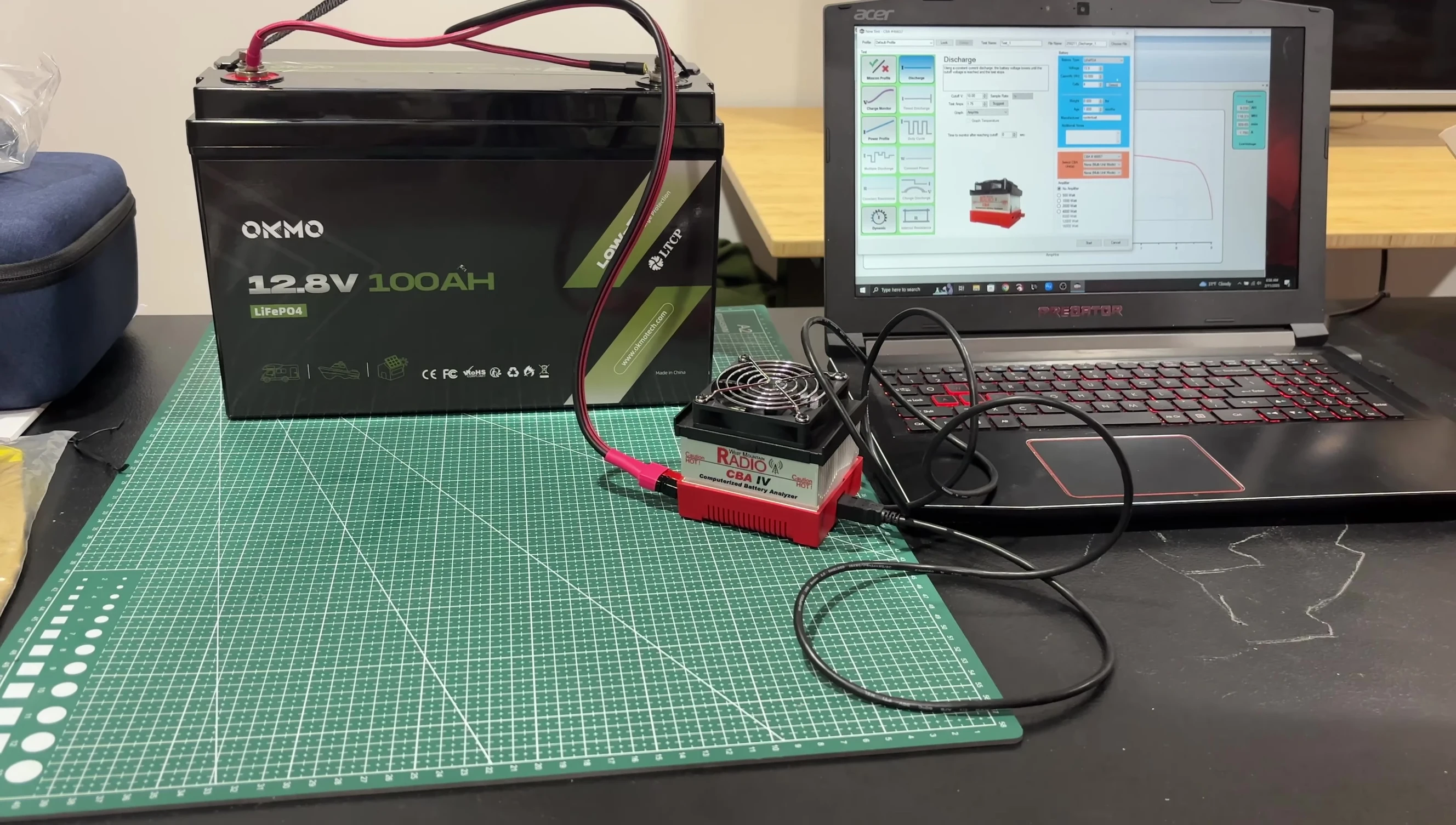 Close-up of the battery's fabric handle