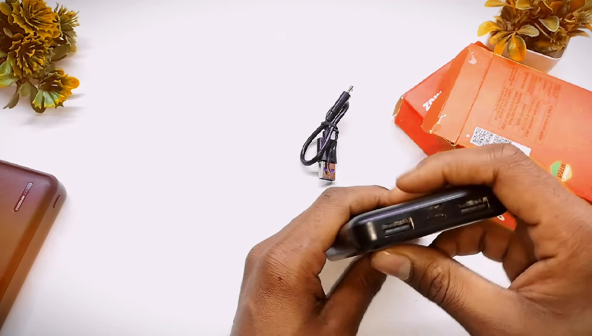 Close-up showing USB ports