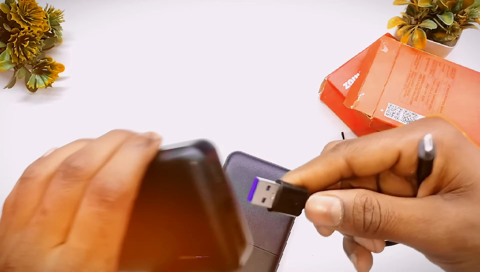 The power bank being charged