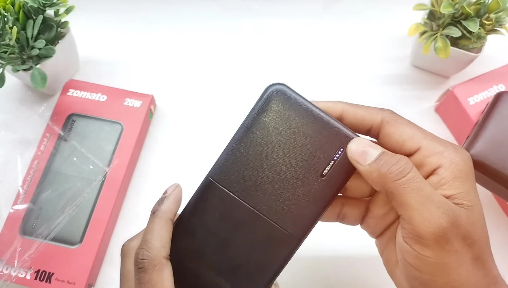 Power bank showing the four LED indicator lights