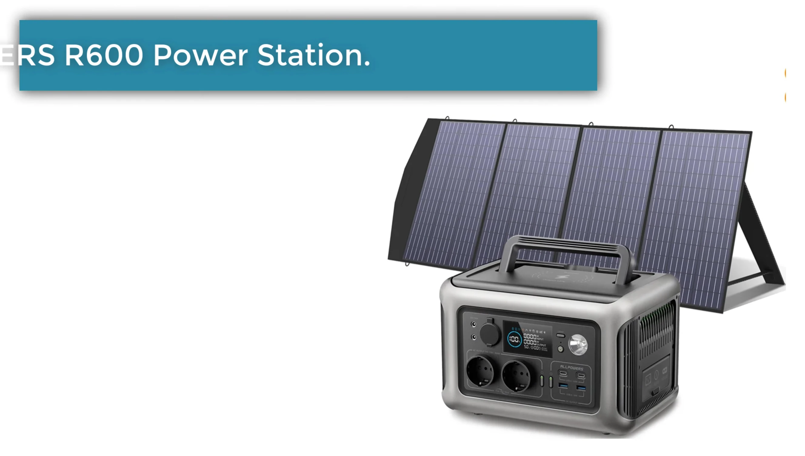 Allpowers AP600 Power Station showing its multiple ports and outputs.