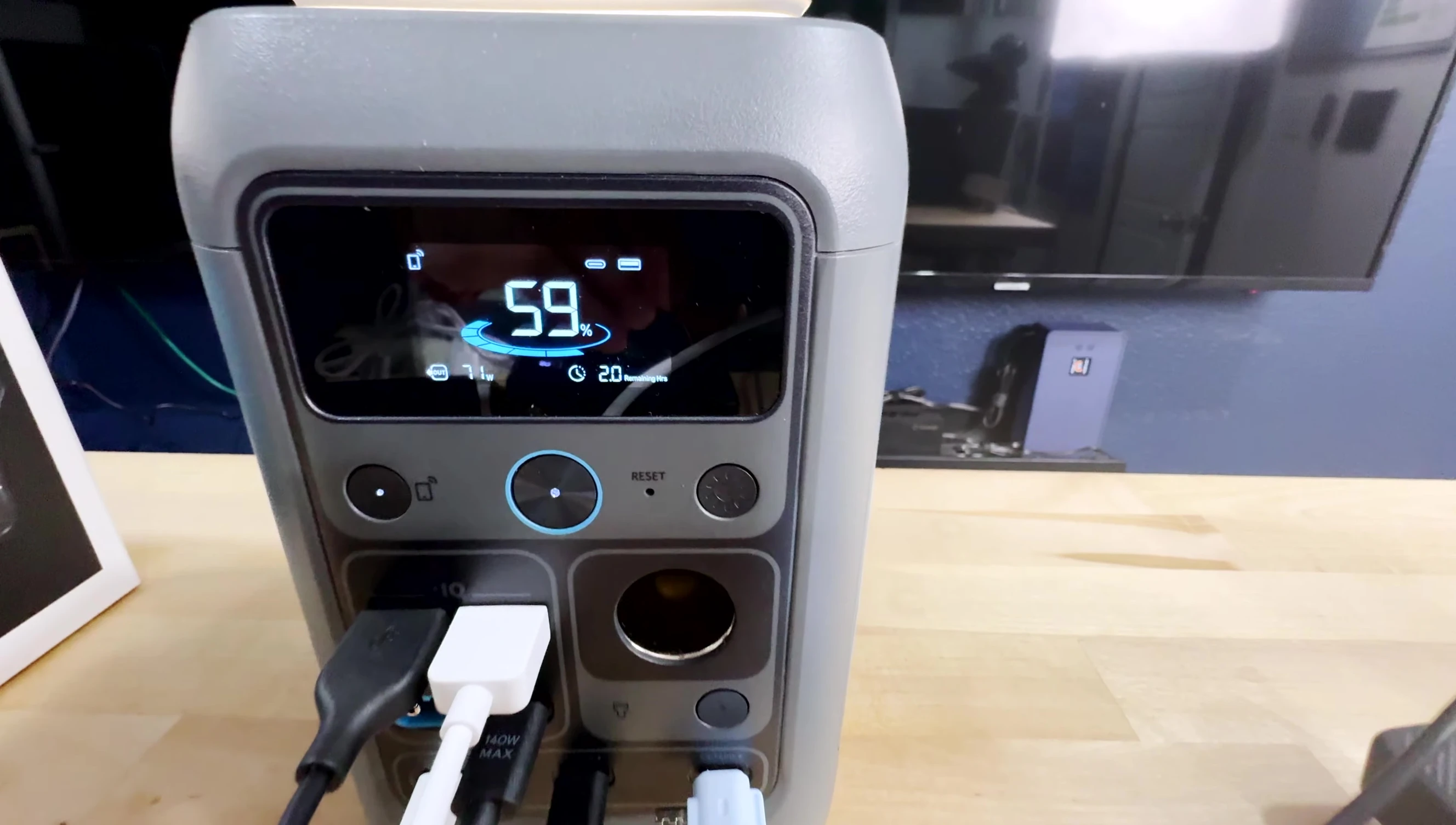 Close-up of the Anker SOLIX C300's various ports