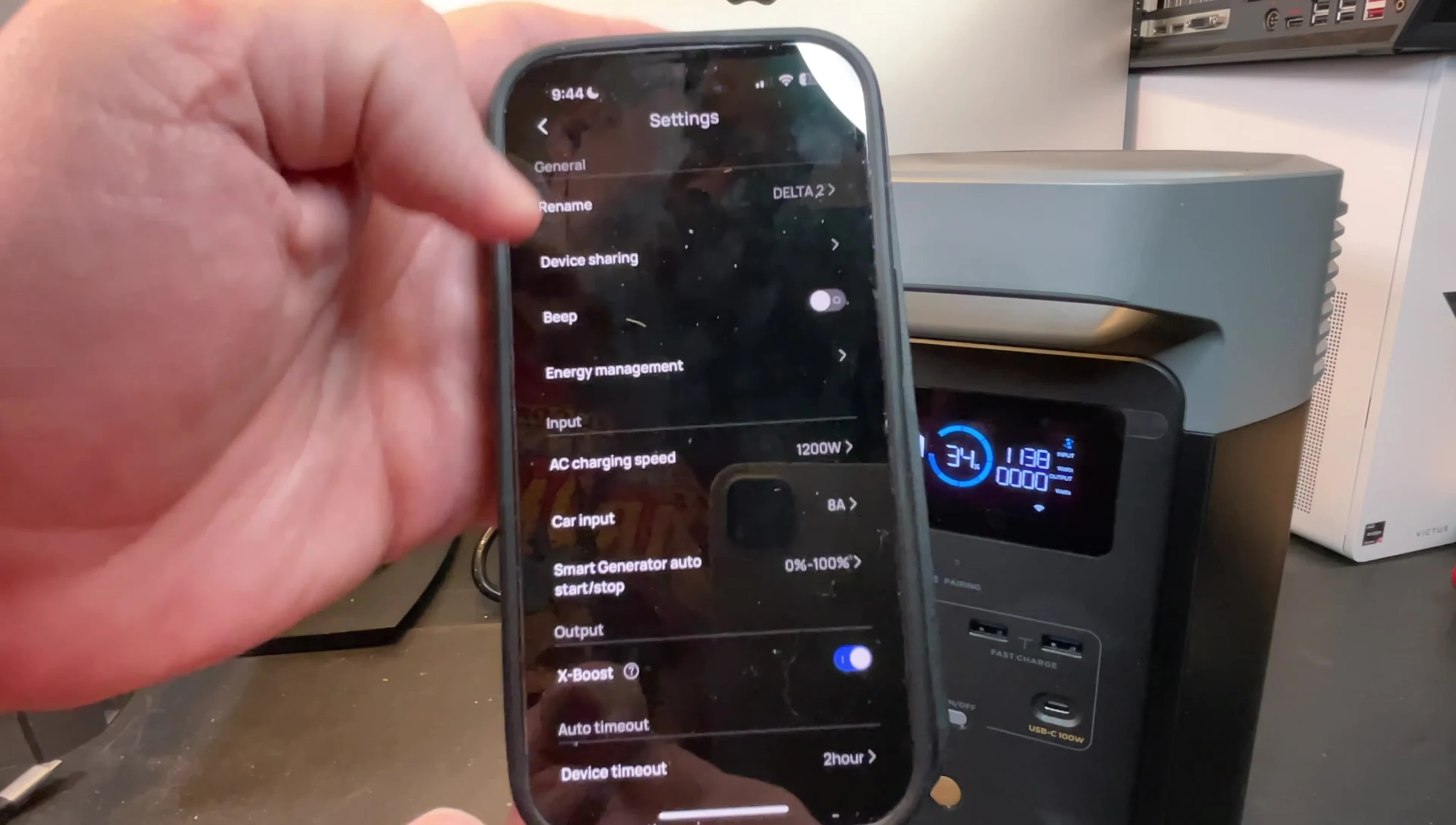 App interface showing charging speed settings