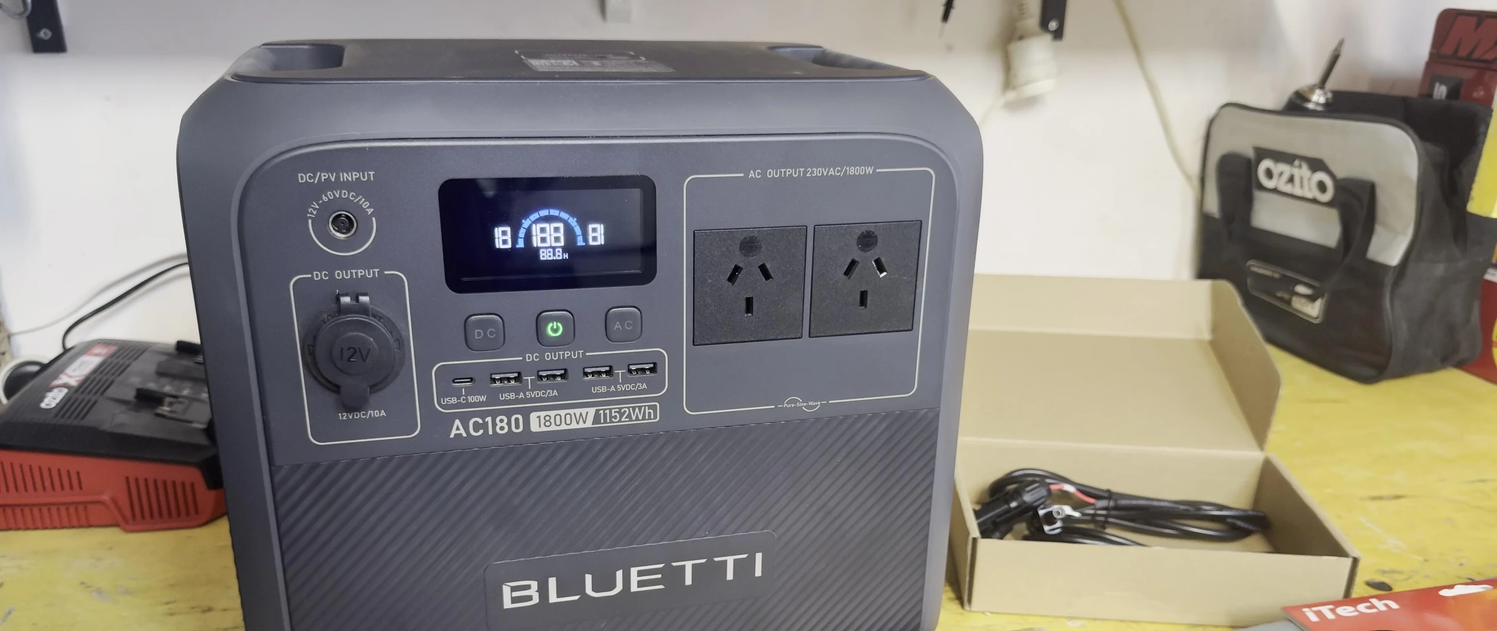 Unboxing the BLUETTI AC180 power station.