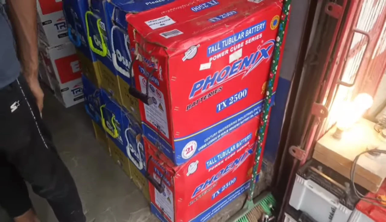 Shot of other batteries available at the shop