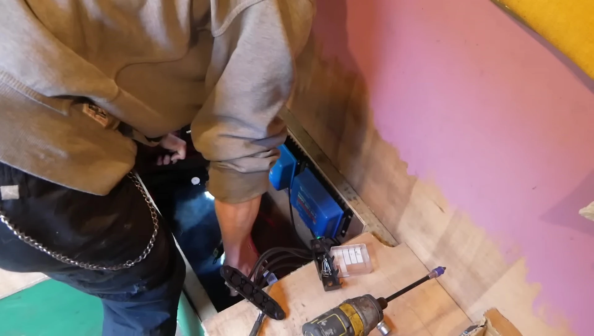 The new battery partially installed