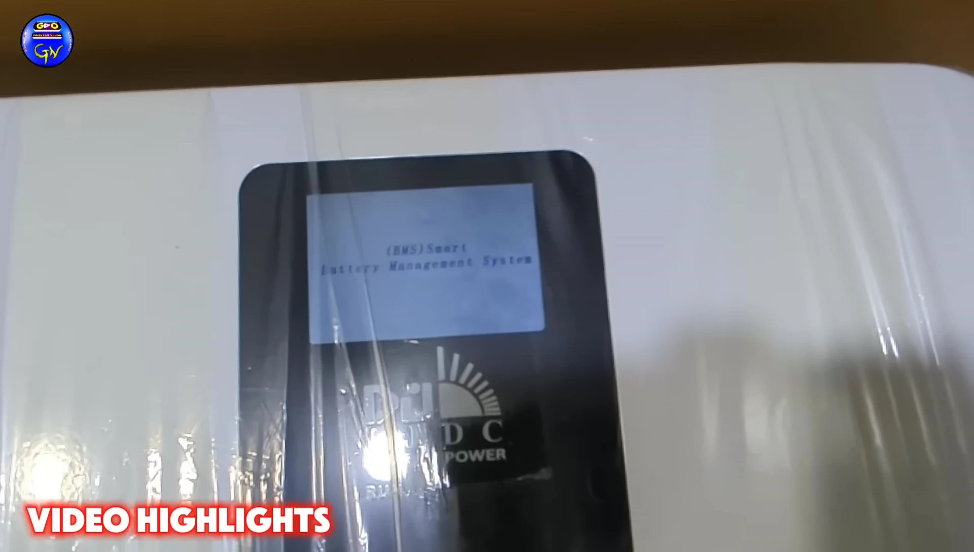 Close-up of the battery's touchscreen display