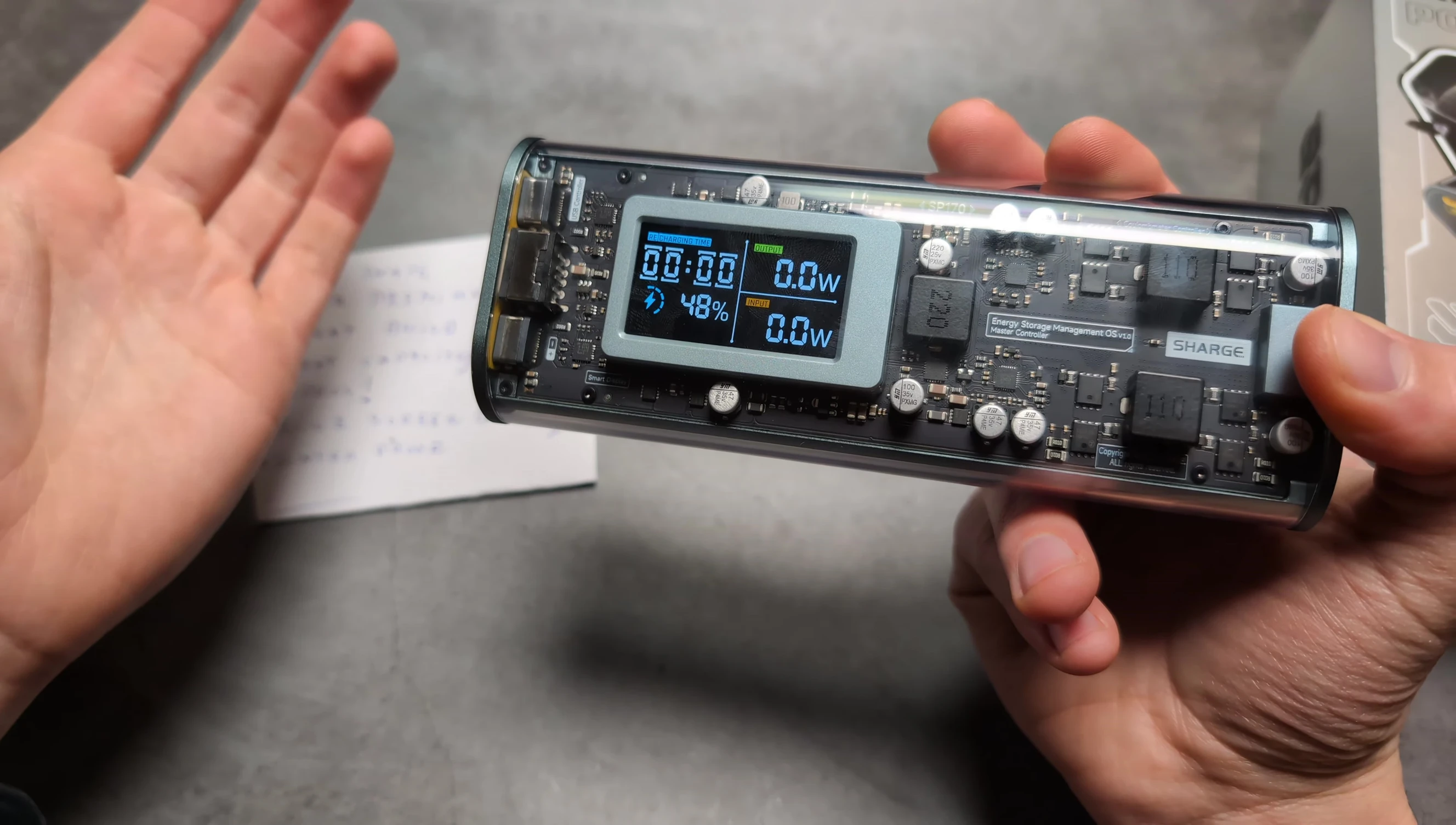 The display showing charging information