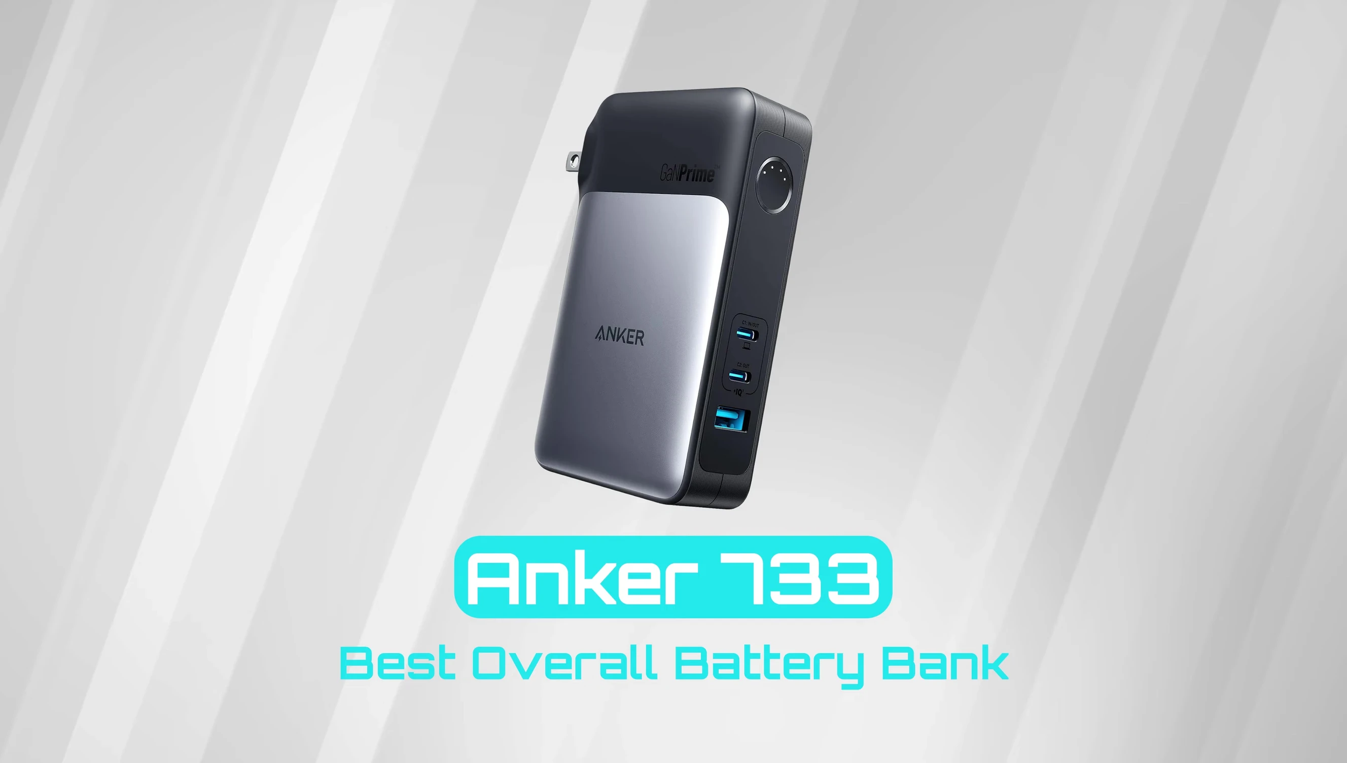 The Anker 733 power bank, highlighting its integrated wall plug.
