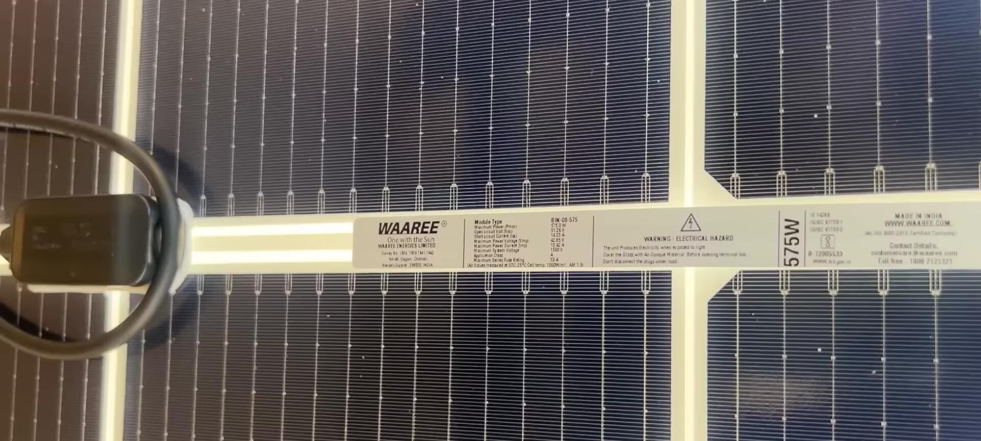 Specifications of the Waaree Solar Panel