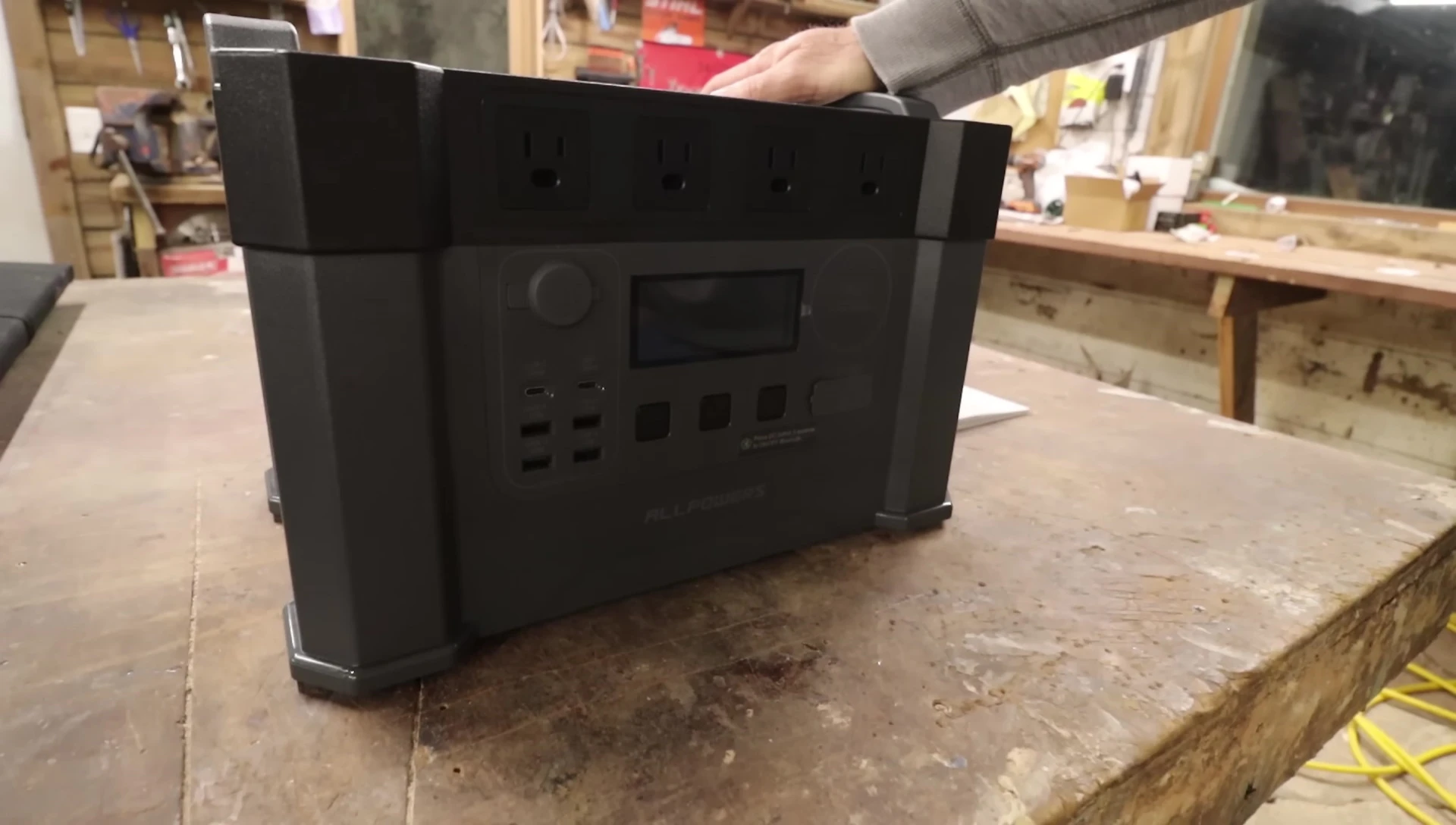 Close-up of the ALLPOWERS S2000 Pro's ports and display.