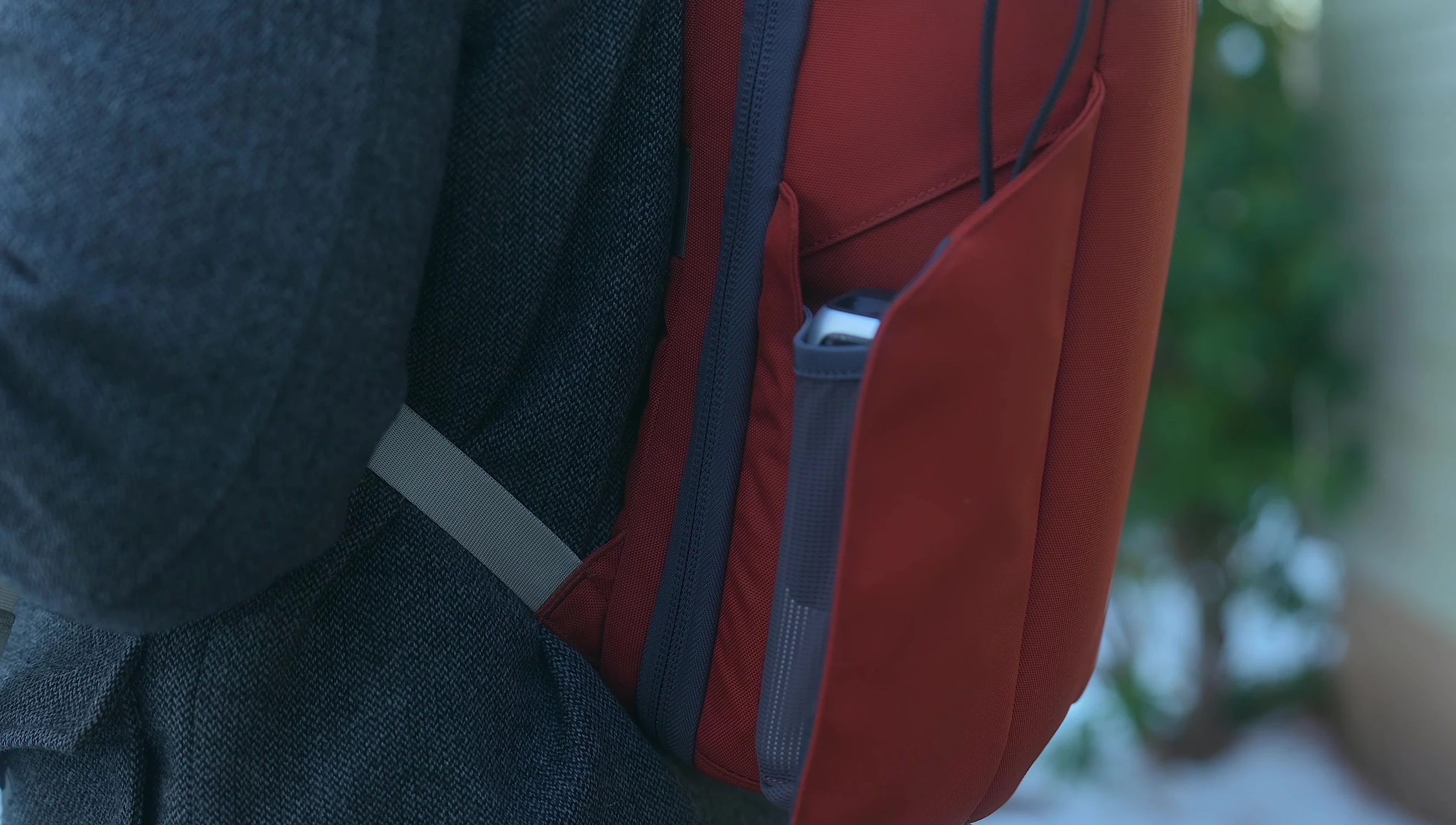 The power bank in a bag, showcasing its portability.