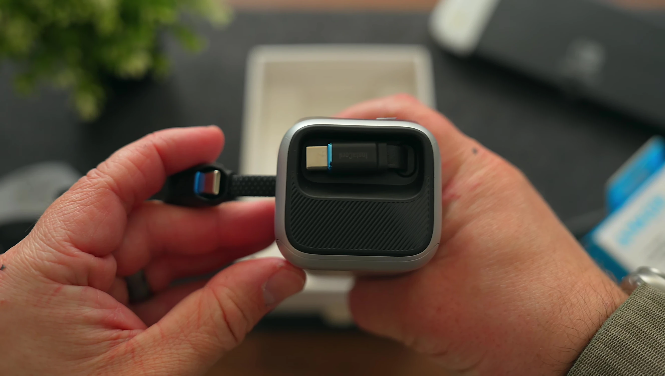 The power bank's display showing key information.
