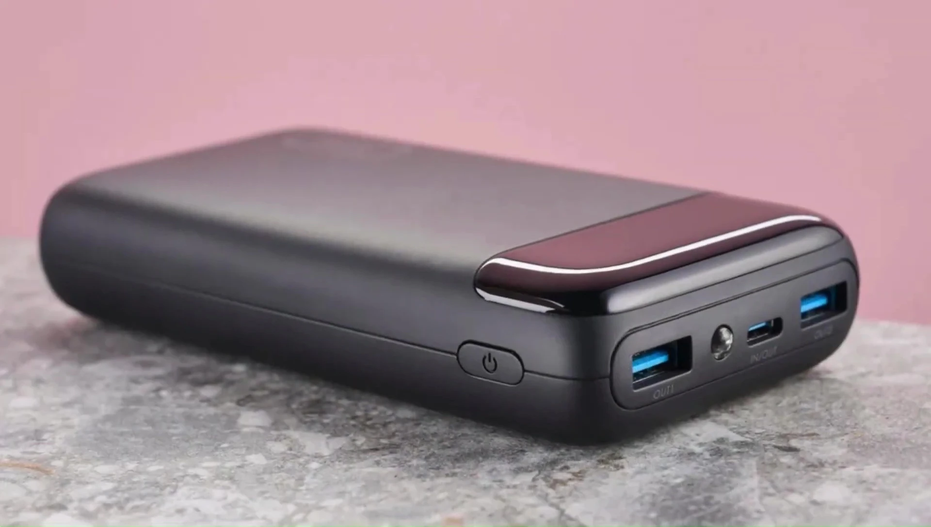 Close-up showing the Nupd power bank's digital display