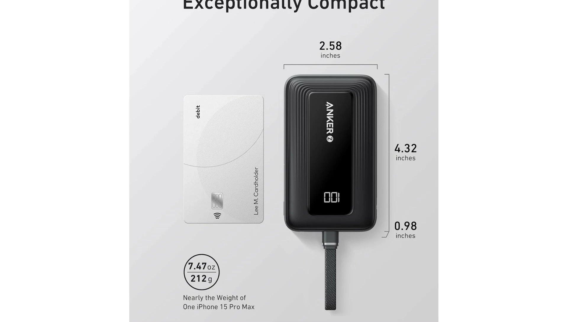 Anker charger showing its dual USB ports