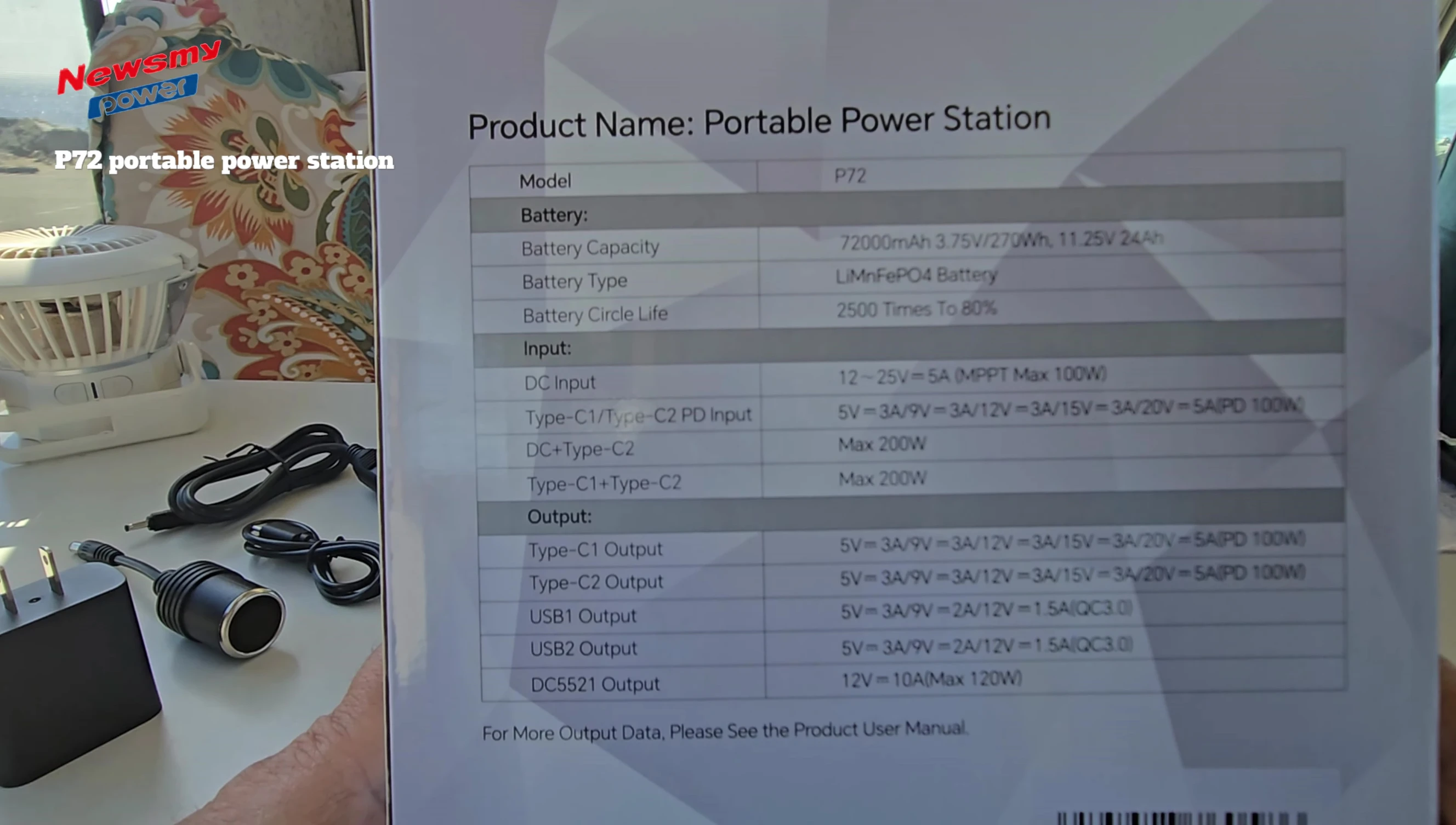 Battery capacity and type information