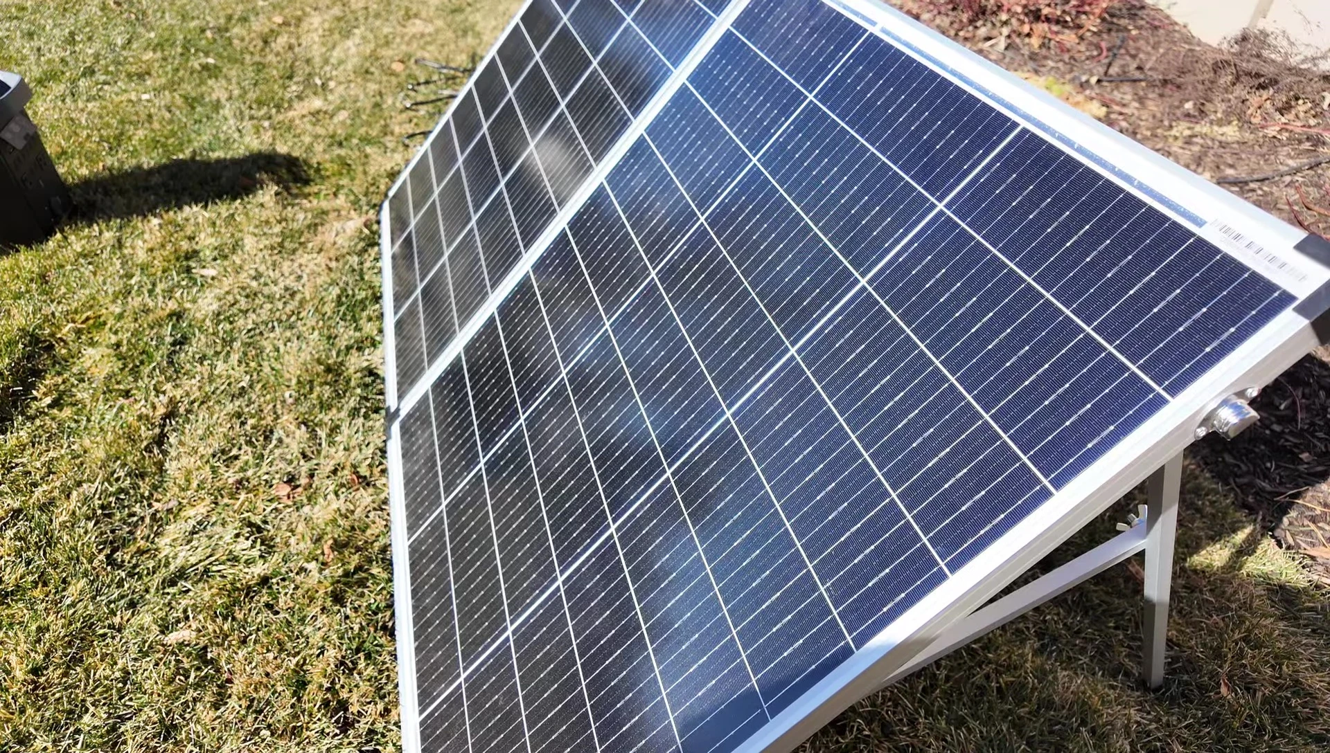 The panel adjusted for optimal sun angle.