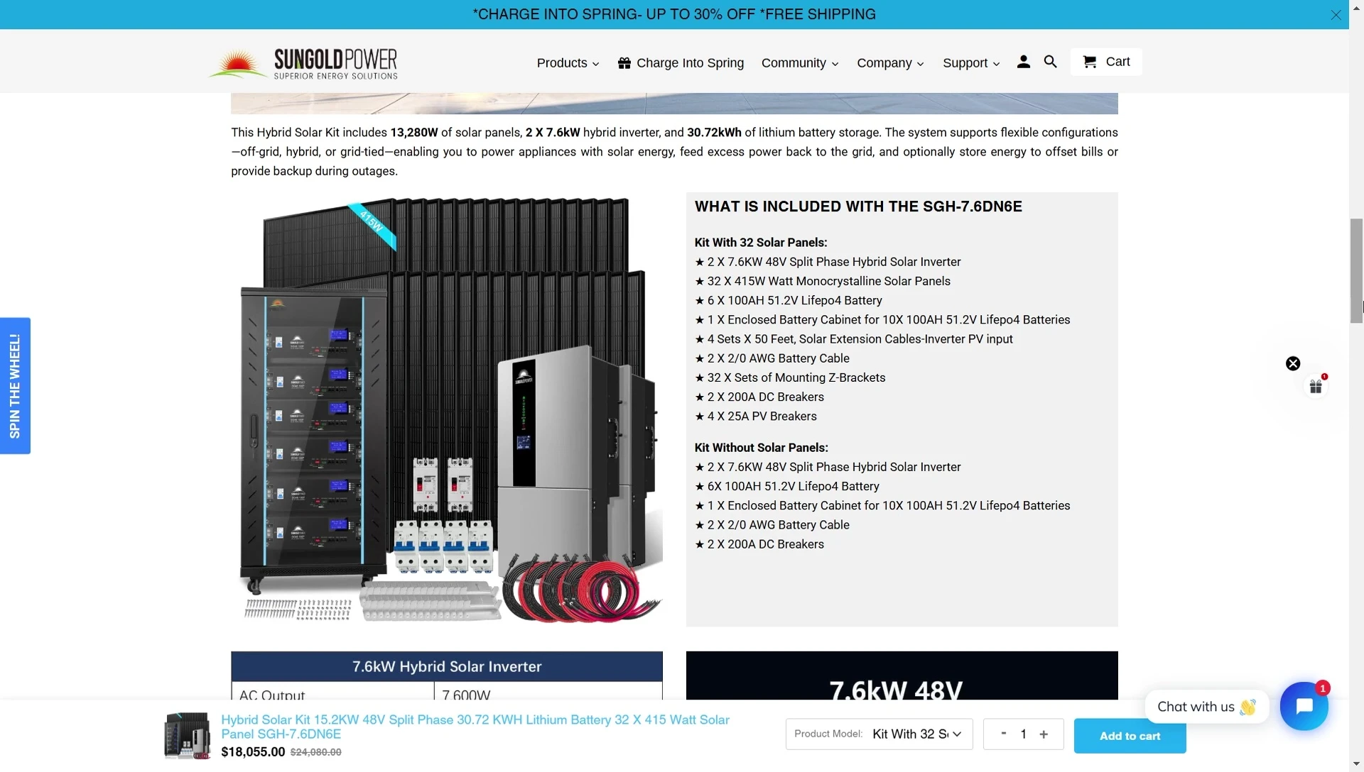 Close-up of the hybrid inverter specifications.