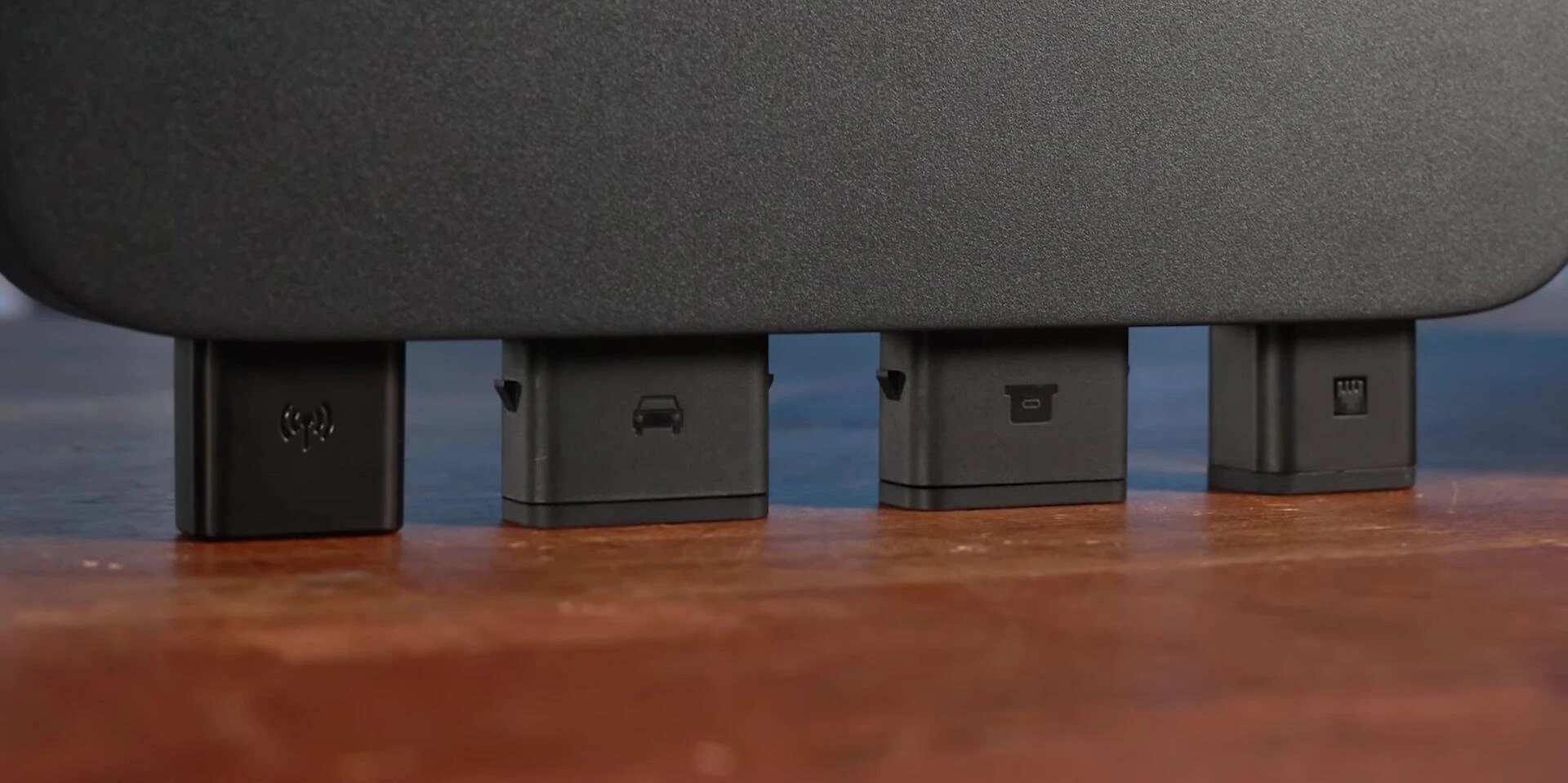 Close up of the alternator charger ports and connections.