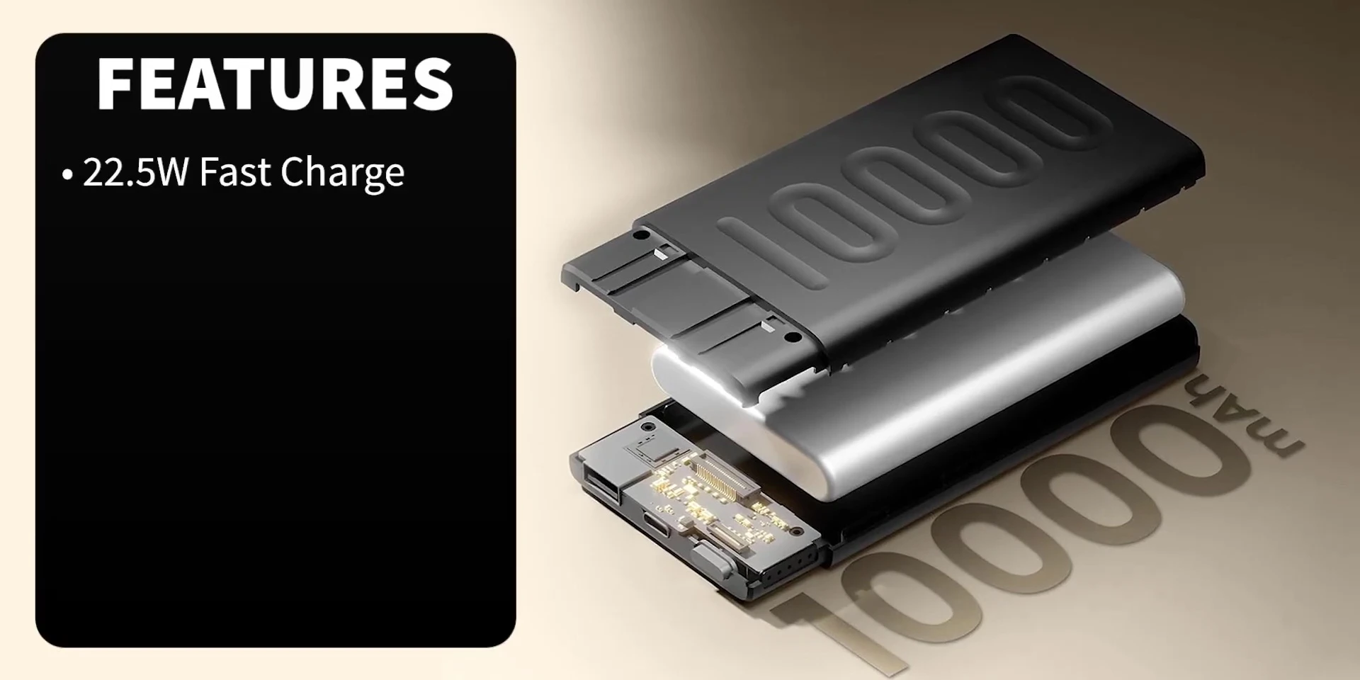 Screenshot highlighting the 22.5W fast charging specification