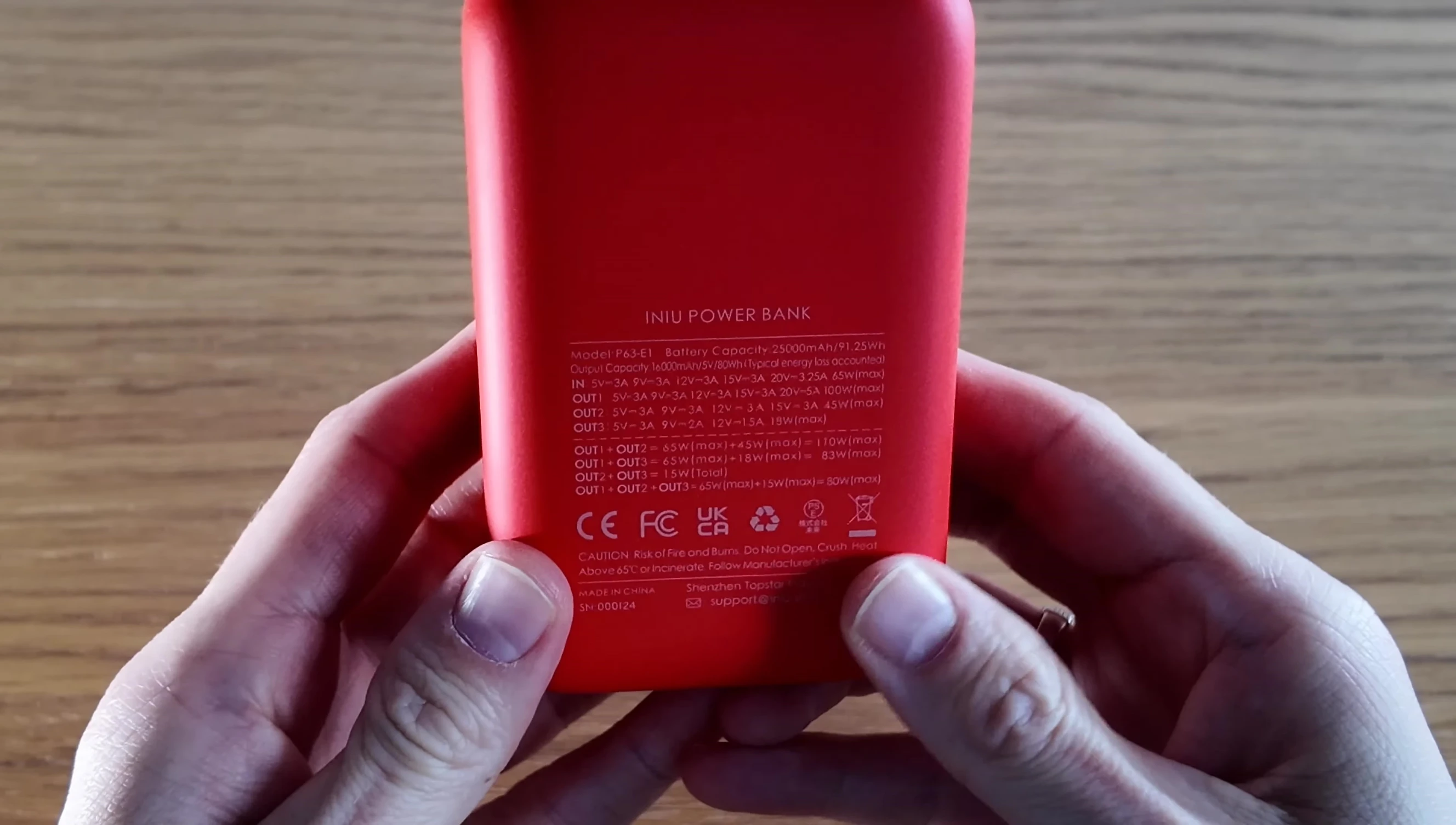 INIU P63 E1 power bank specifications