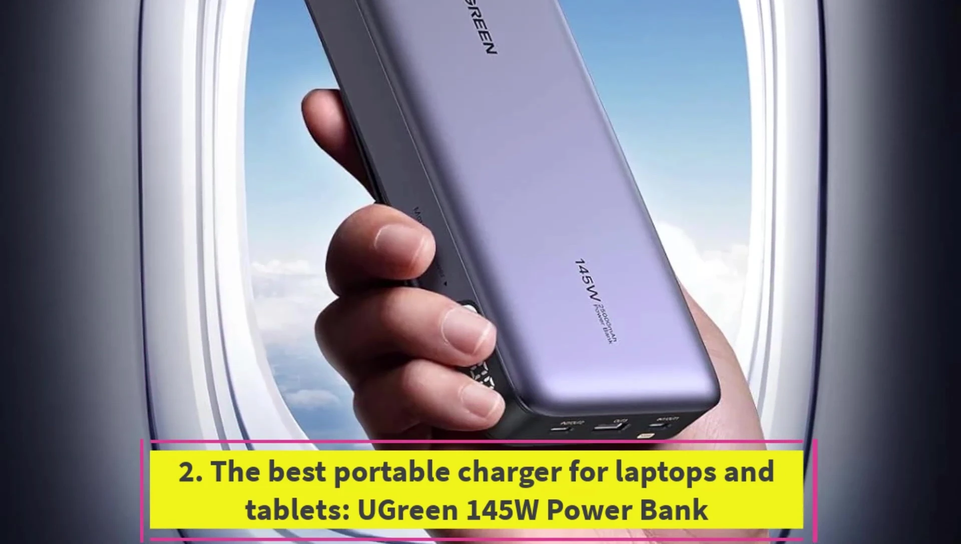 UGREEN 145W Power Bank showcasing its ports and display