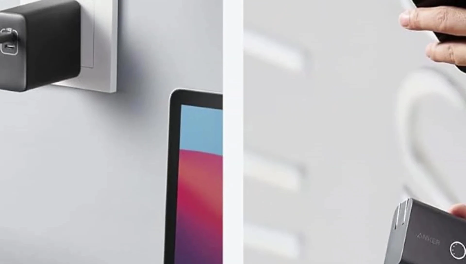 Close-up of the Anker 521's power button and LED indicators
