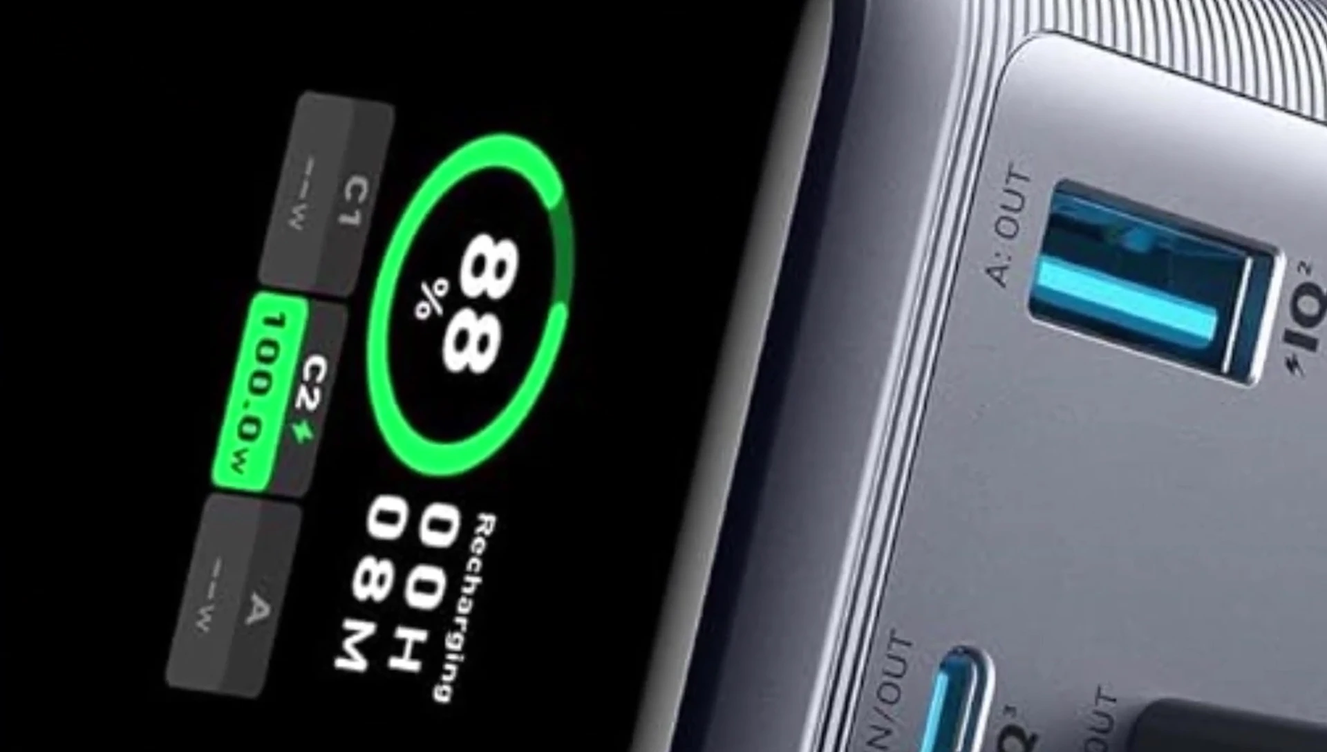 Close-up of the Anker Prime Power Bank's screen