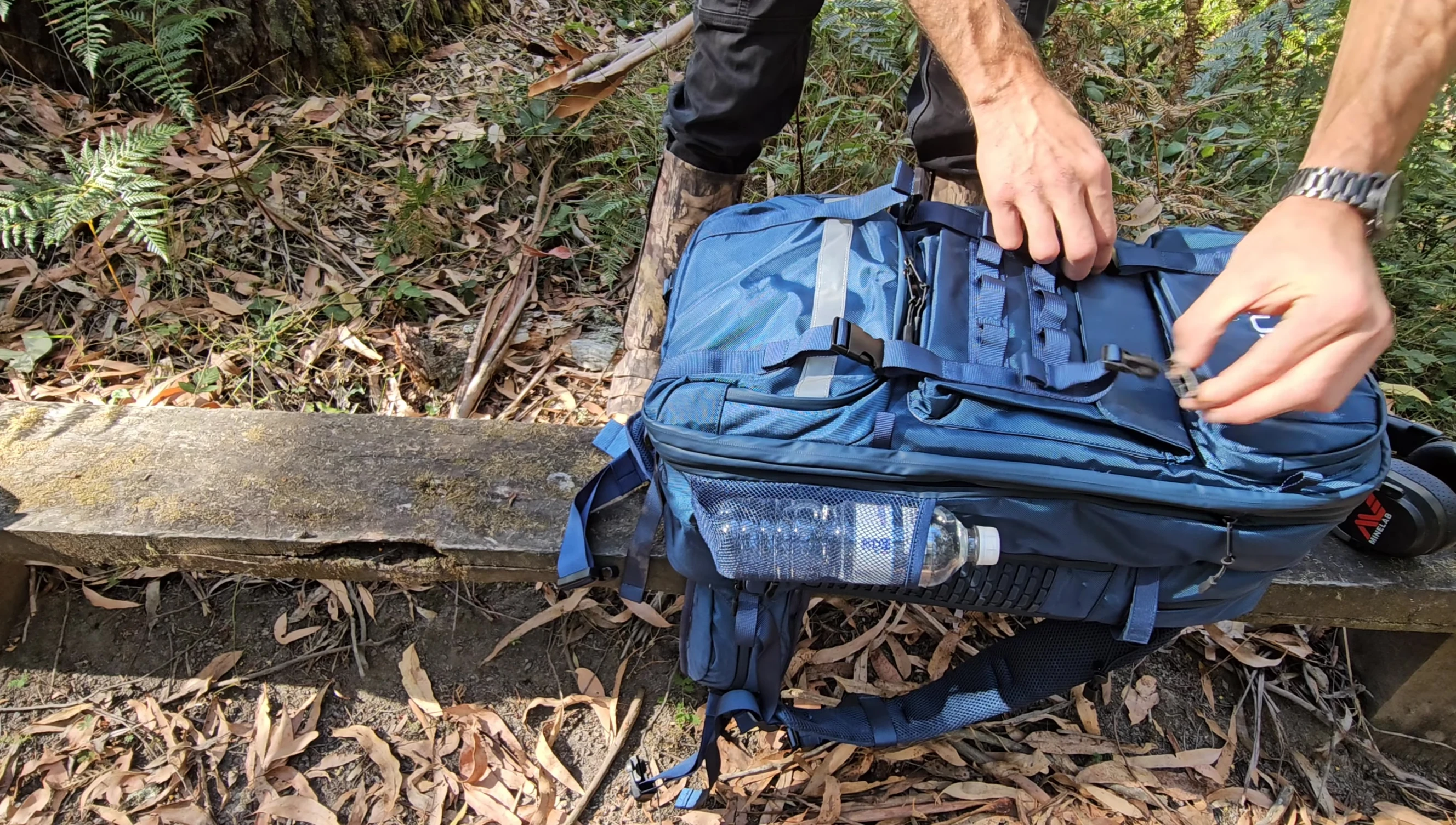 Close-up view of the middle compartment, showing how much it can hold.