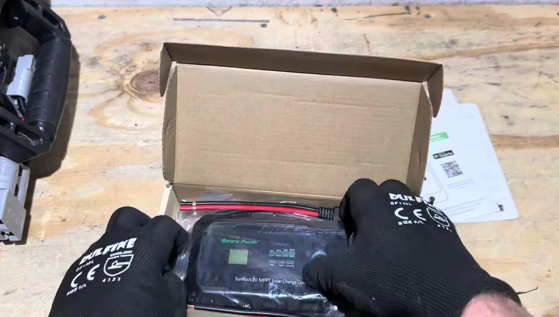 Close-up of the small, portable Sunrock 20 charge controller.