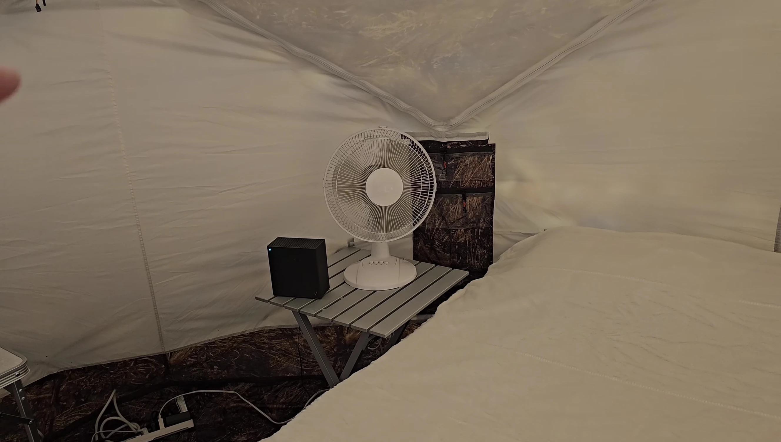 The fan running overnight to simulate the CPAP machine.